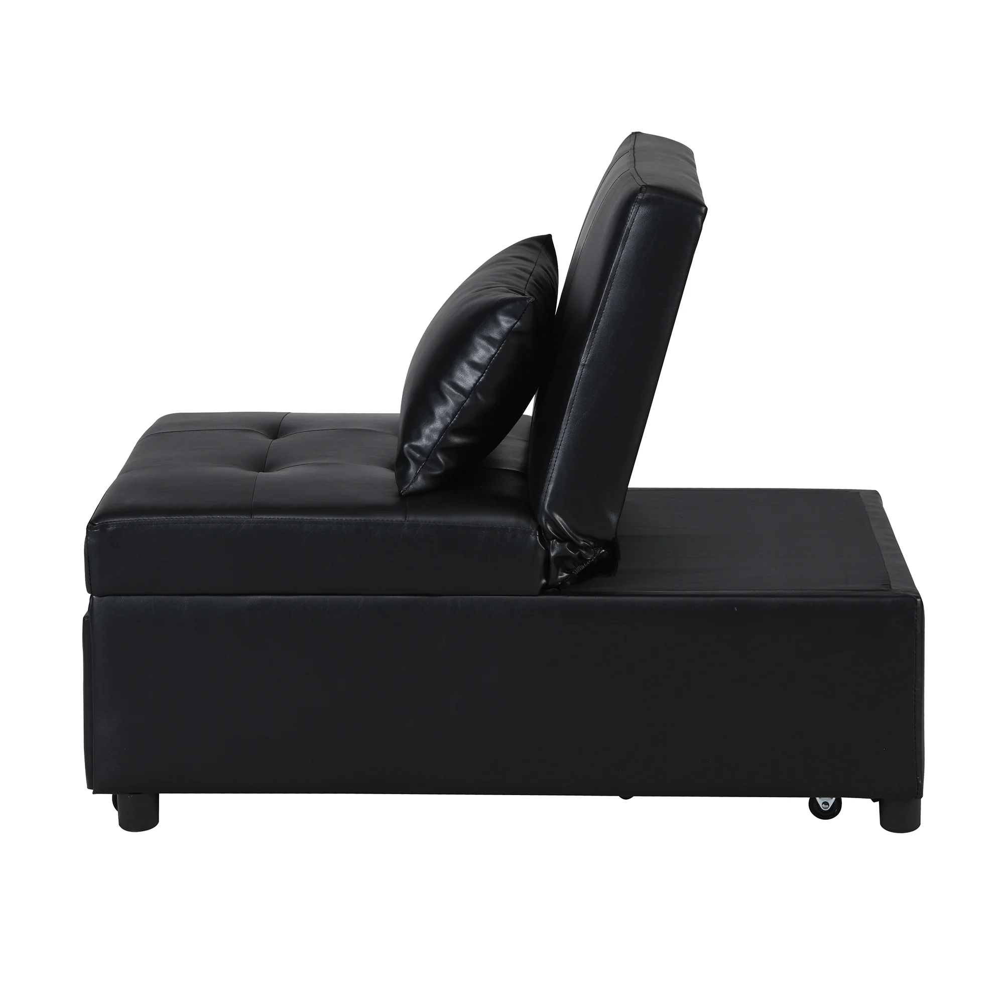 Prime Garden Sleeper Chair Bed 3-in-1 Convertible Chair,Black Leather