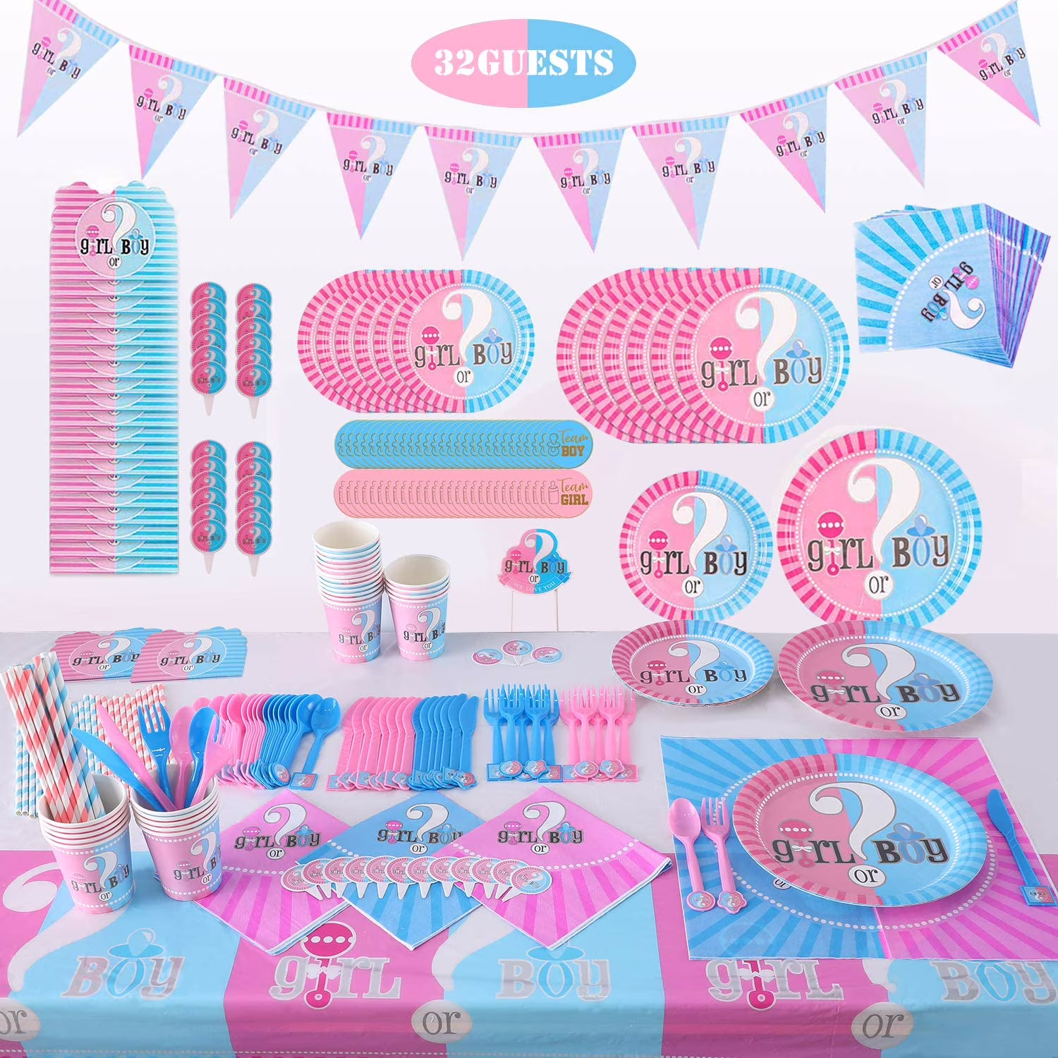 Gender Reveal Party Supplies Tableware 371 Pcs