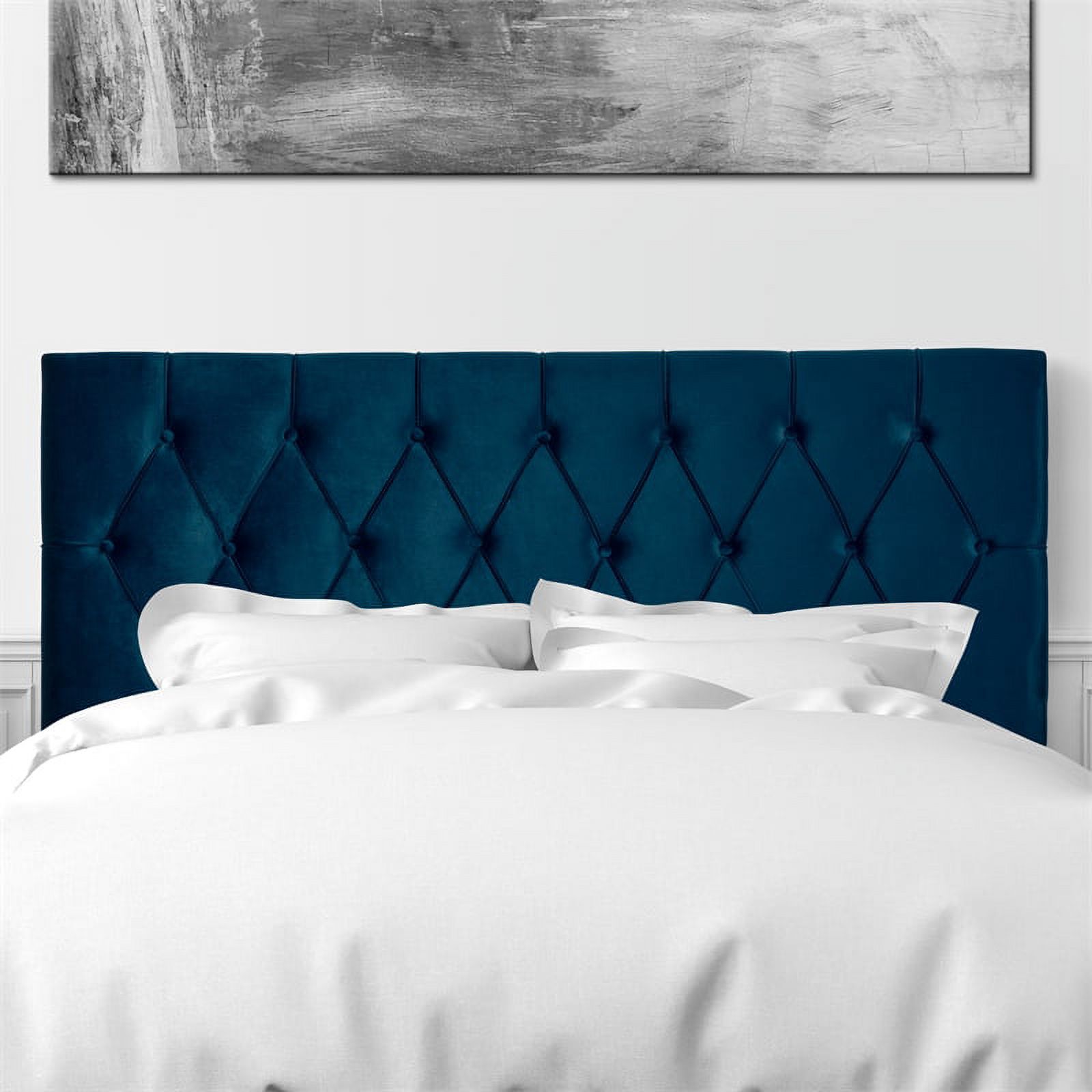 CorLiving Catalina Navy Blue Diamond Tufted Velvet Headboard - Queen