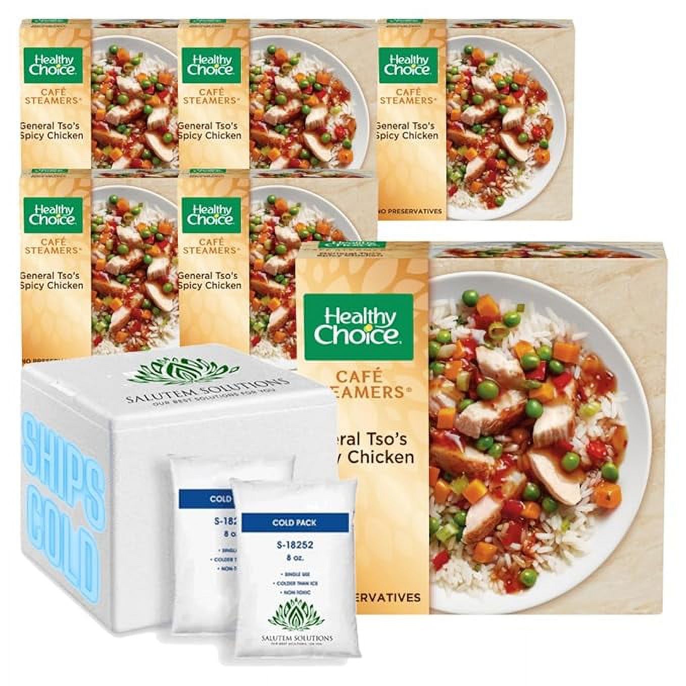 Salutem Vita™  Healthy Choice Café Steamers General Tso's Spicy Chicken Frozen Meal with ice cold pack, 10.3 oz - Pack of 6