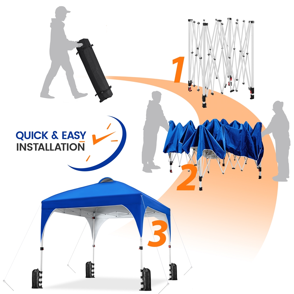 Topeakmart 8x8ft Pop Up Canopy Tent with Roller Bag, Blue