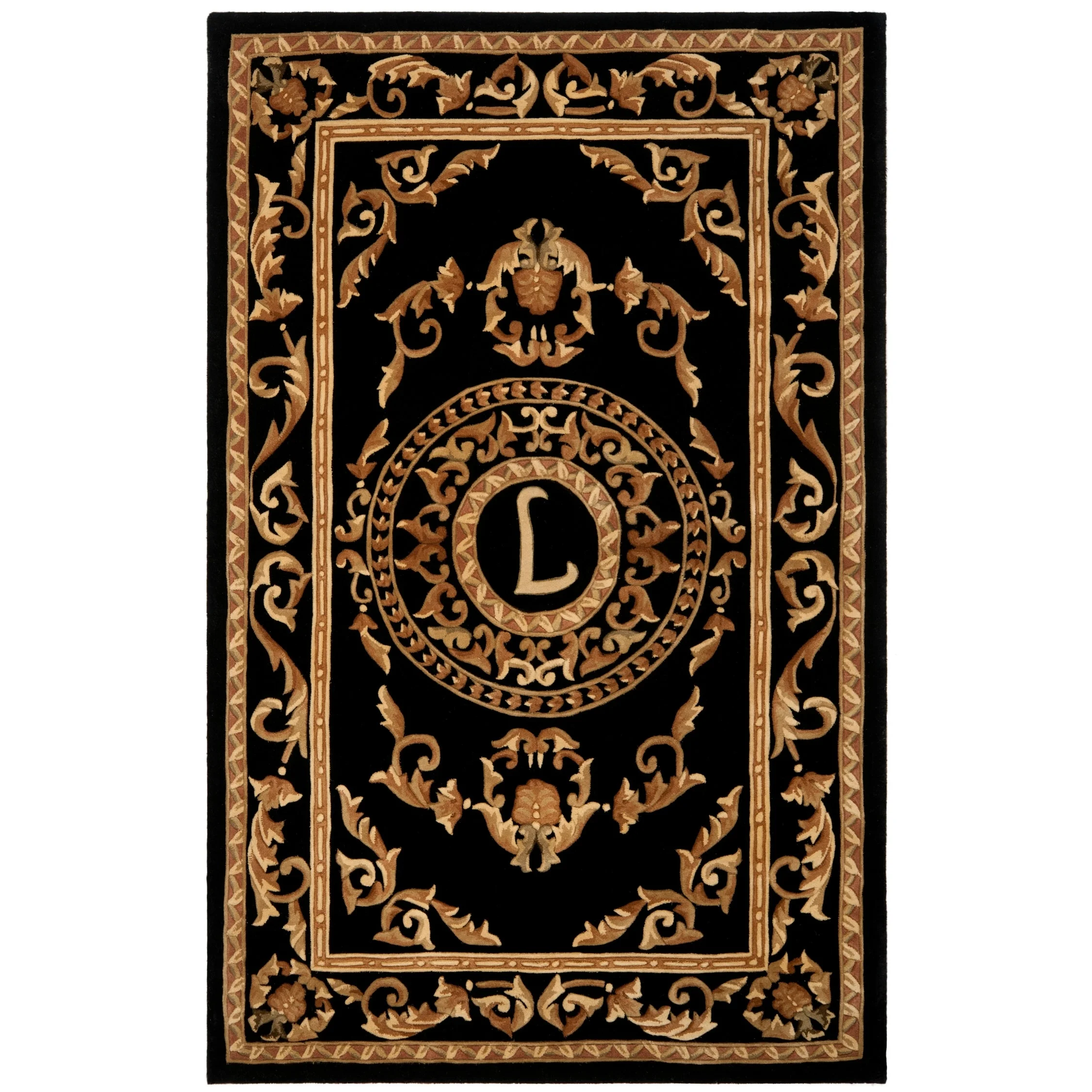 Safavieh  Handmade Naples Hanan Traditional Oriental Wool Rug Black Monogram 