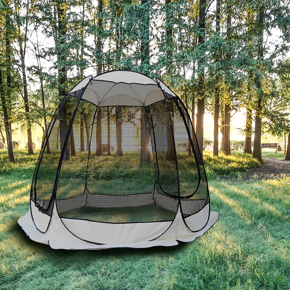 BIGTREE Screen House Room Outdoor 6 Black Mesh Screen Wall Camping Tent 10’ x 10’  Pop up Dome Zipper Textile Canopy for Patios