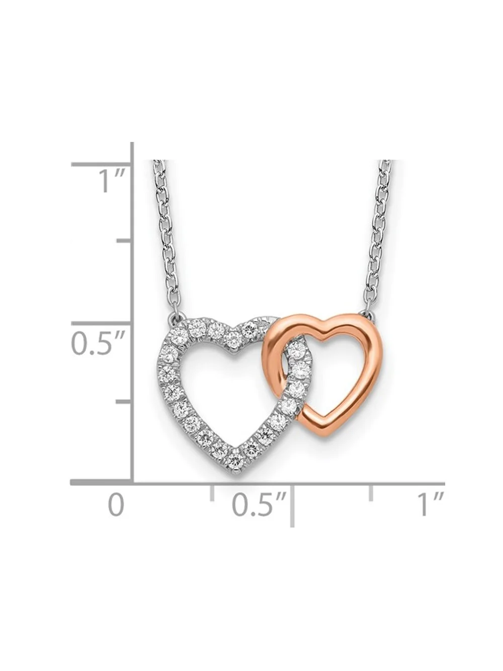 1/5 Carat (Ctw SI1-SI2, H-I) Lab-Grown Diamond Heart Pendant Necklace in 14K White and Pink Gold with Chain