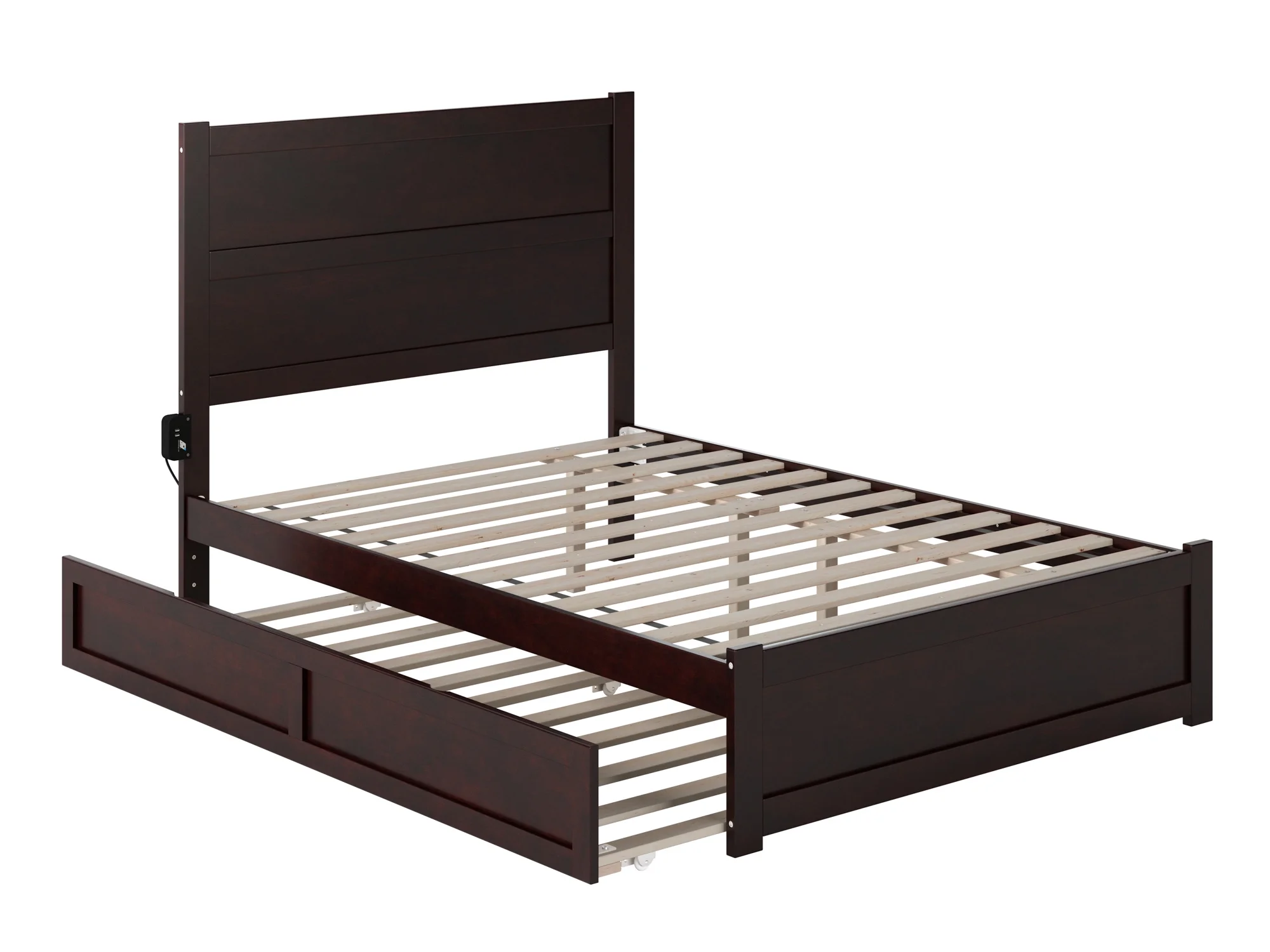 AFI NoHo Full Wood Platform Bed with Headboard Footboard & Twin Trundle, Espresso