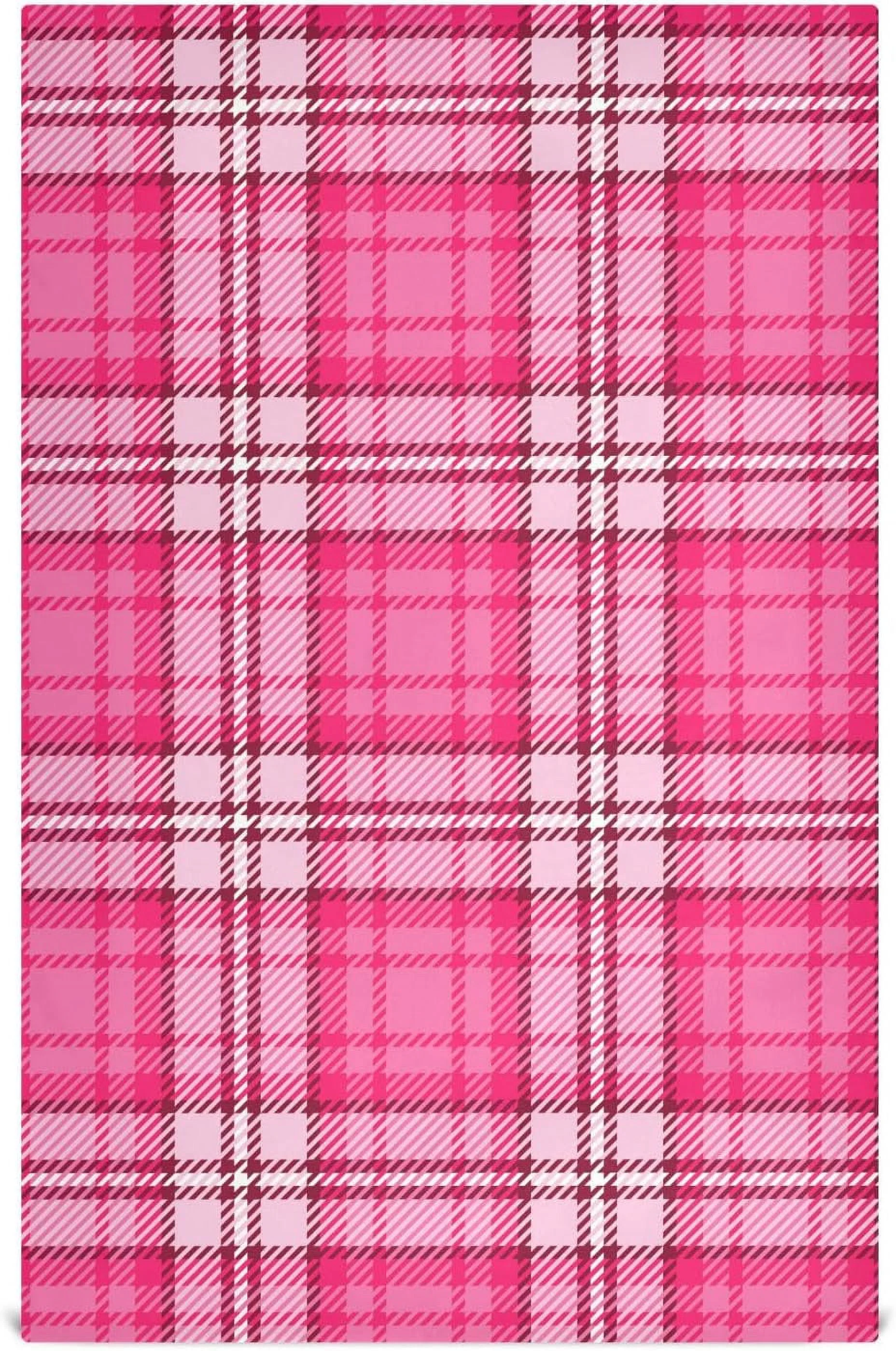 GZHJMY Valentines Pink Tartan Plaid Kitchen Towel, Dish Towels Quick Drying Tea Towels Absorbent Hand Towels for Kitchen Sink Dinner Table 28 x 18 Inches, Set of 4