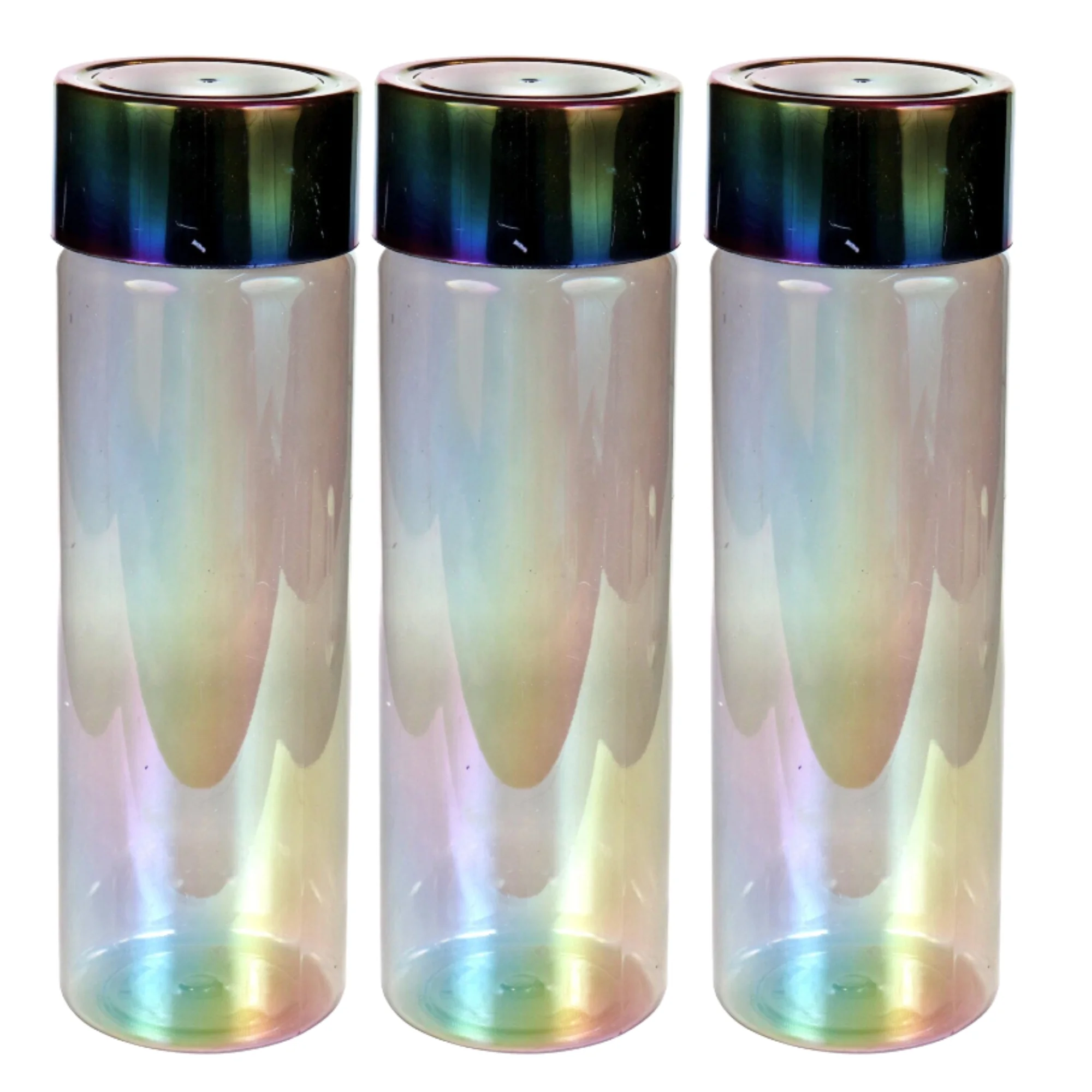 Iridescent Water Bottles, 30 oz. BPA Free Leakproof Lightweight Portable Drinking Tumblers for Men Women Indoor and Outdoor Camping Hiking Running Exercise Travel Reusable Tumbler Set of 3