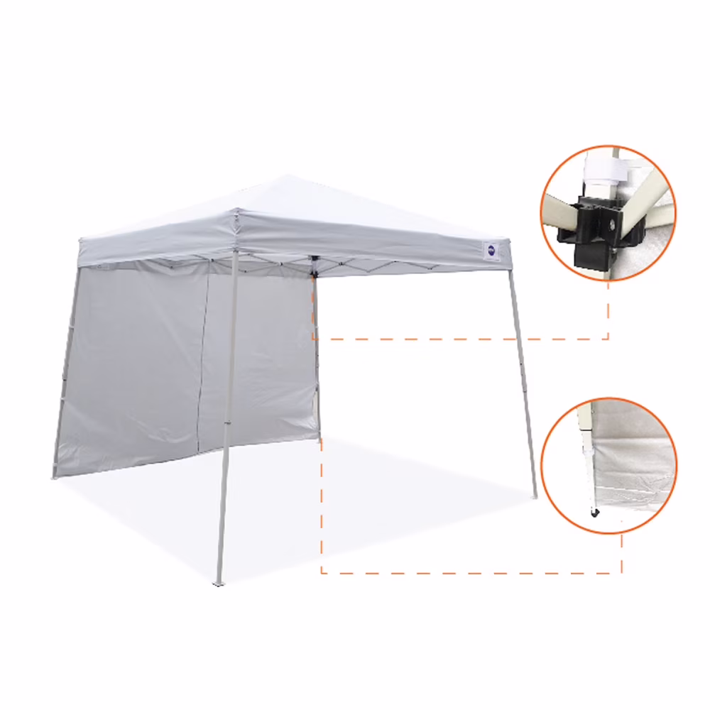 Impact Canopy Slant Leg Canopy with Single Sun Wall, White