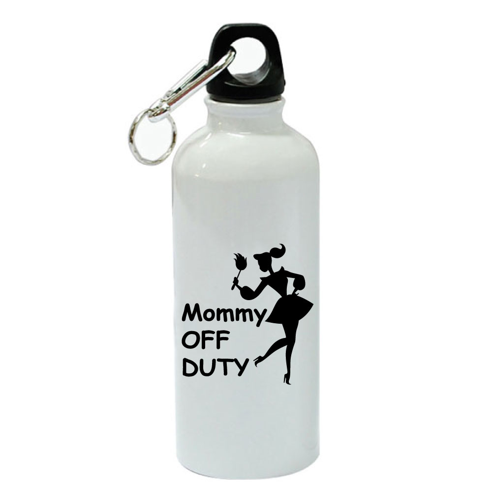 Mommy Off Duty White Aluminum Sports 20 oz Water Bottle