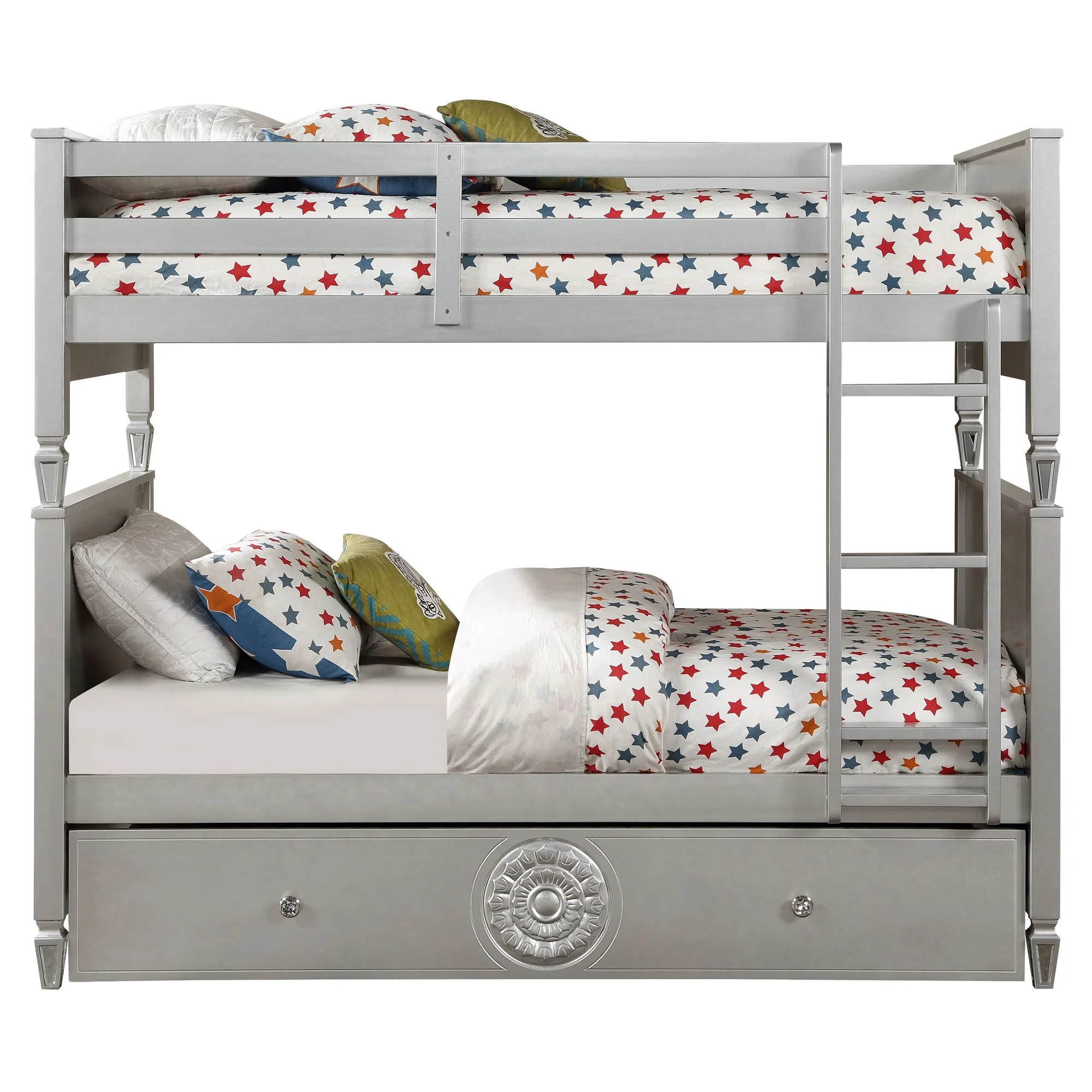ACME Varian Twin over Twin Bunk Bed in Silver and Blue