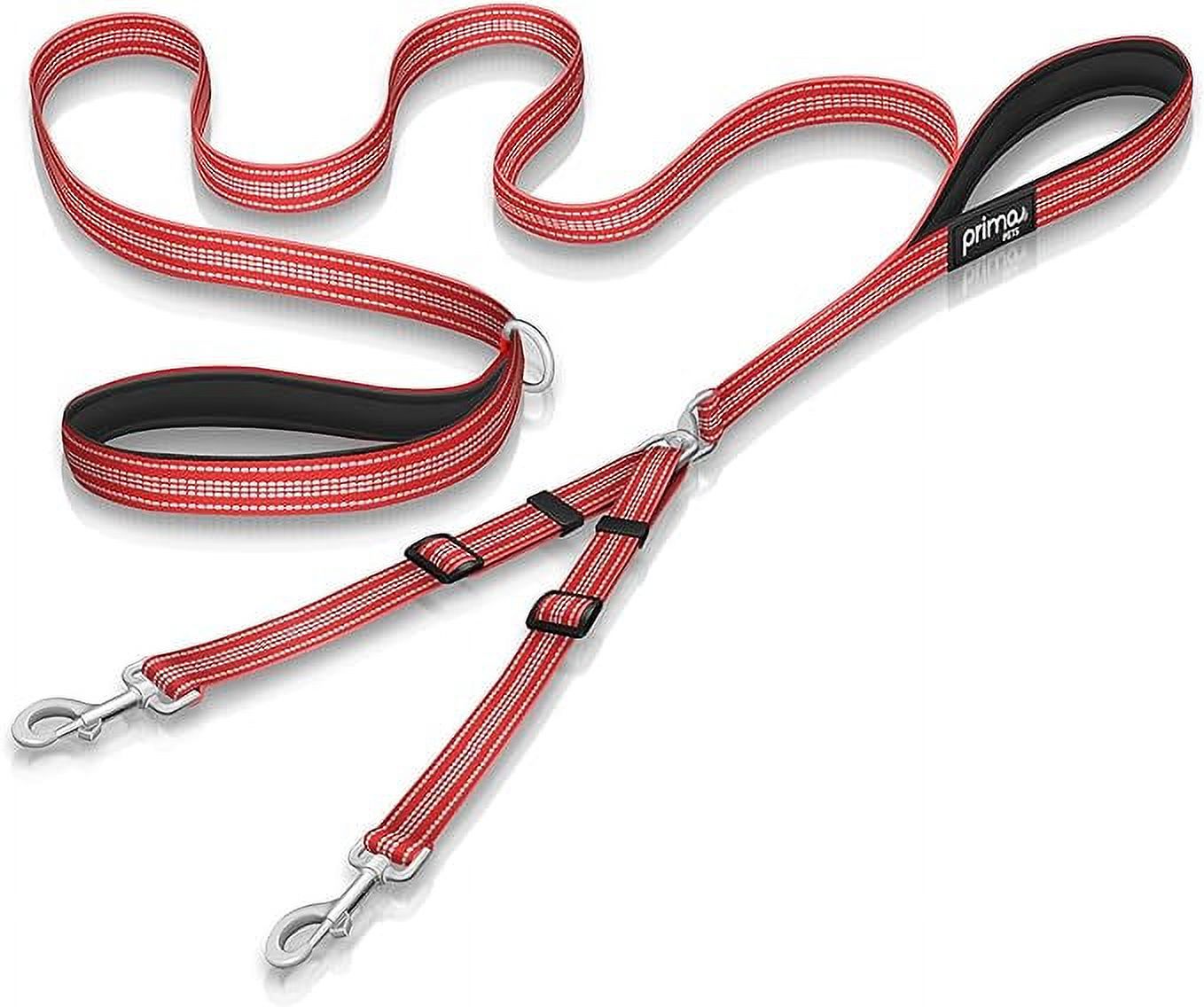 Prima Pets Premium Reflective Double Dog Leash - Adjustable Coupler - 2 Padded Handles- Great for Walking 2 Dogs/Dual Dogs - Tangle Free (Medium - 3/4