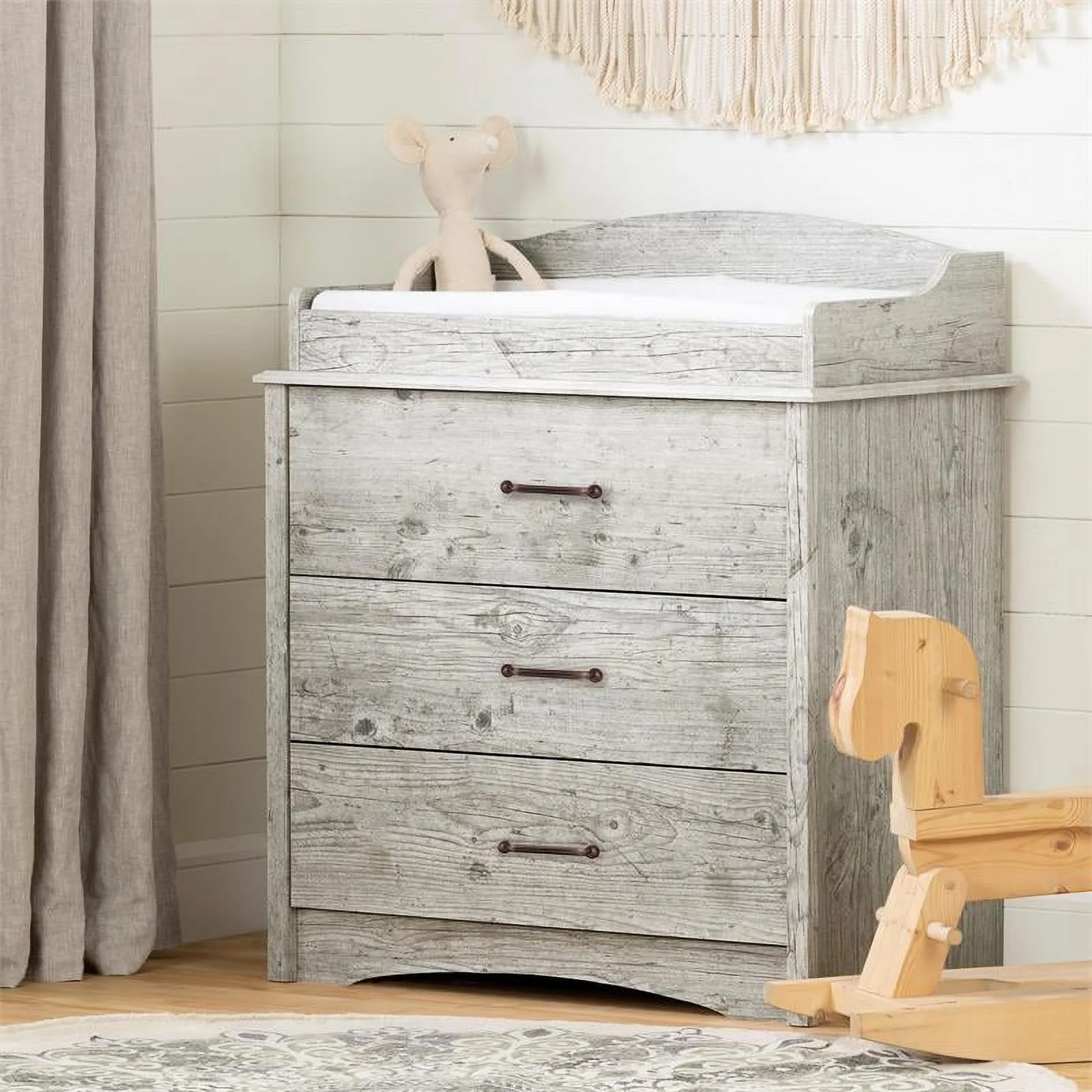 Rosebery Kids Contemporary Changing Table with Drawers in Seaside Pine