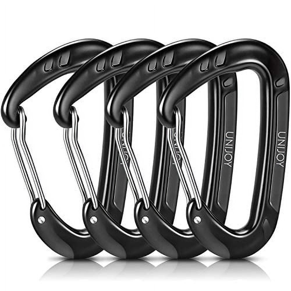 Unijoy Carabiner Clips, 4 Pack, 12KN Heavy Duty Wiregate Carabiners for Camping Hiking Hammock etc, Small Aluminium Caribeaners for Backpack and Dog Leash