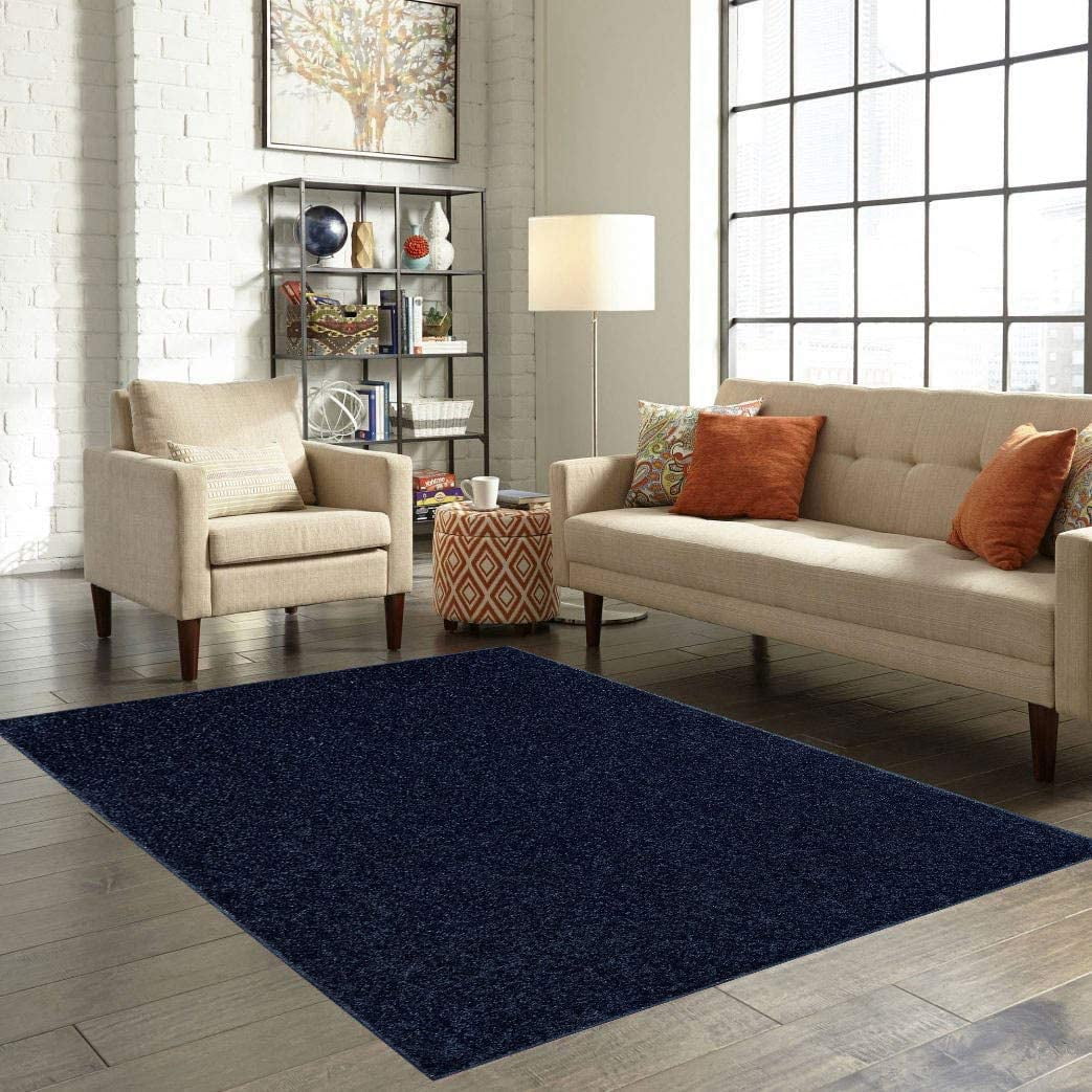 Home Queen Solid Color Area Rugs Navy - 2' x 6'