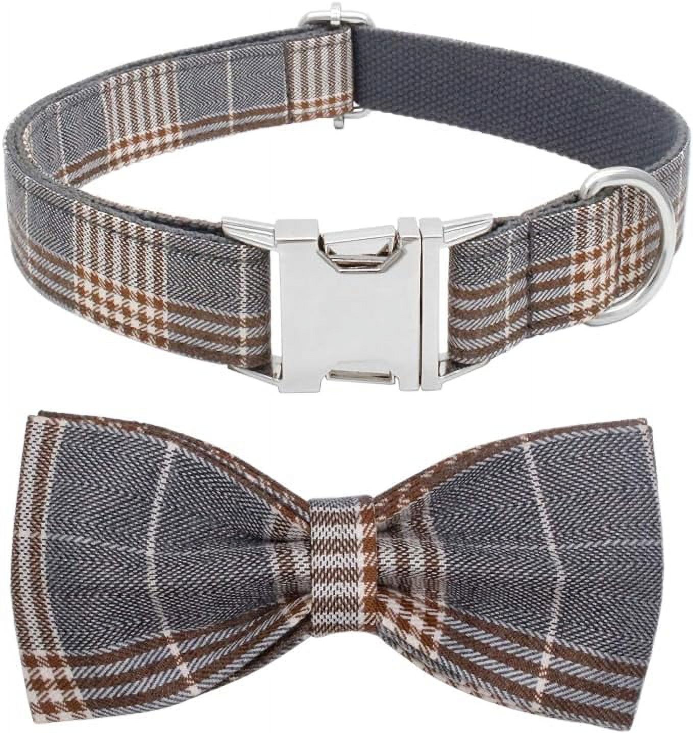 YOY Soft Comfortable Adjustable Pet Collar with Bowtie, Heavy Duty Dog Collar and Leash Set for Small Medium Large Dogs Cats, Puppy Grooming Doggy Accessories, Length 12