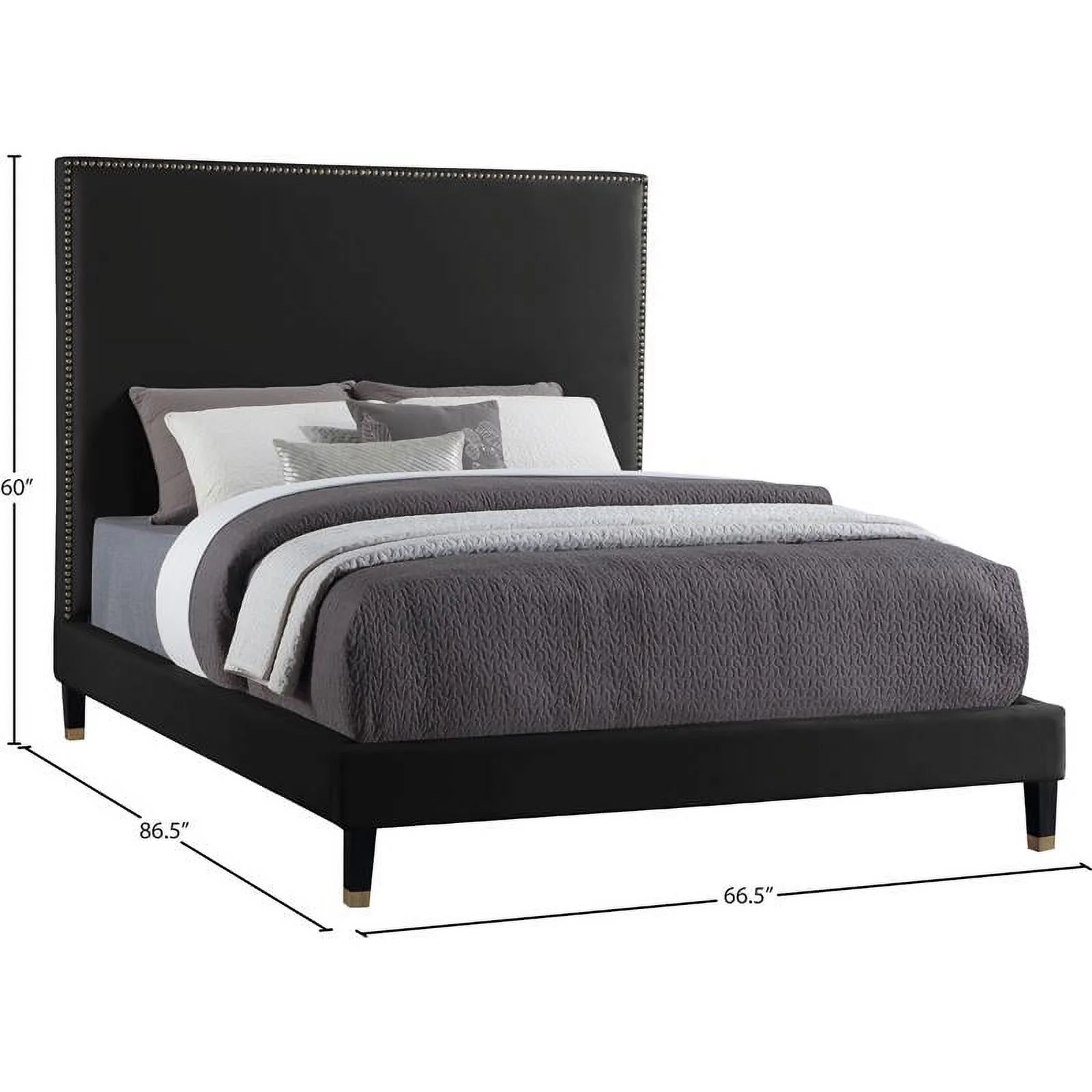 Meridian Furniture Harlie Black Velvet Queen Bed