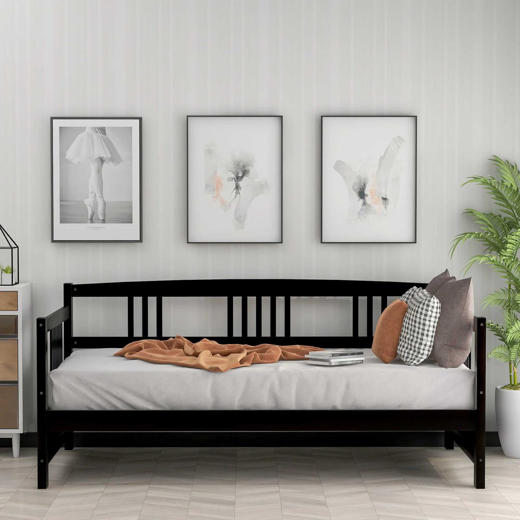CoSoTower Modern Solid Wood Daybed, Multifunctional, Twin Size, Espresso, Previous Sku: Wf191899Aap