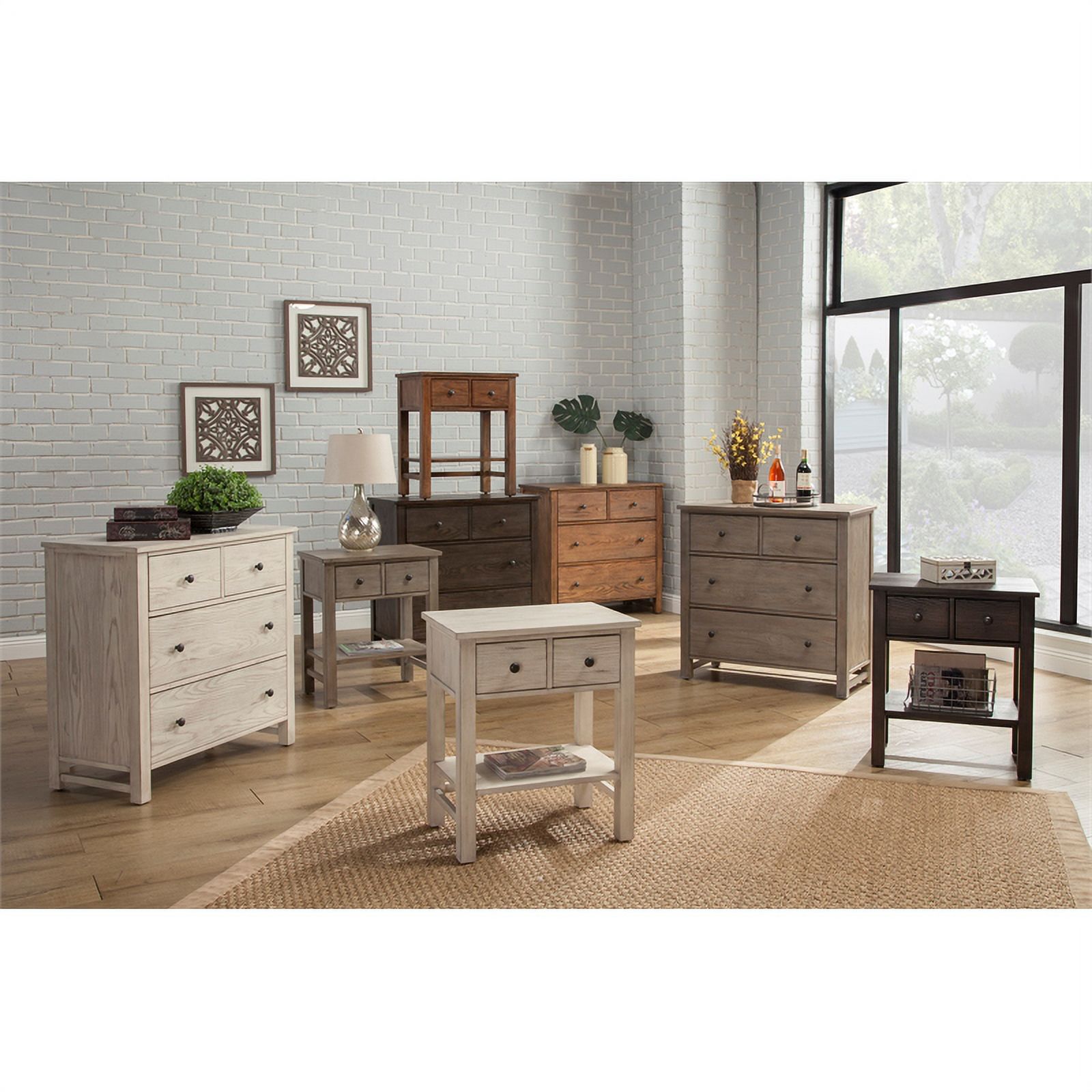 Home Square 3-Piece Set with 2 Nightstands & 6 Drawer Dresser in Natural Gray