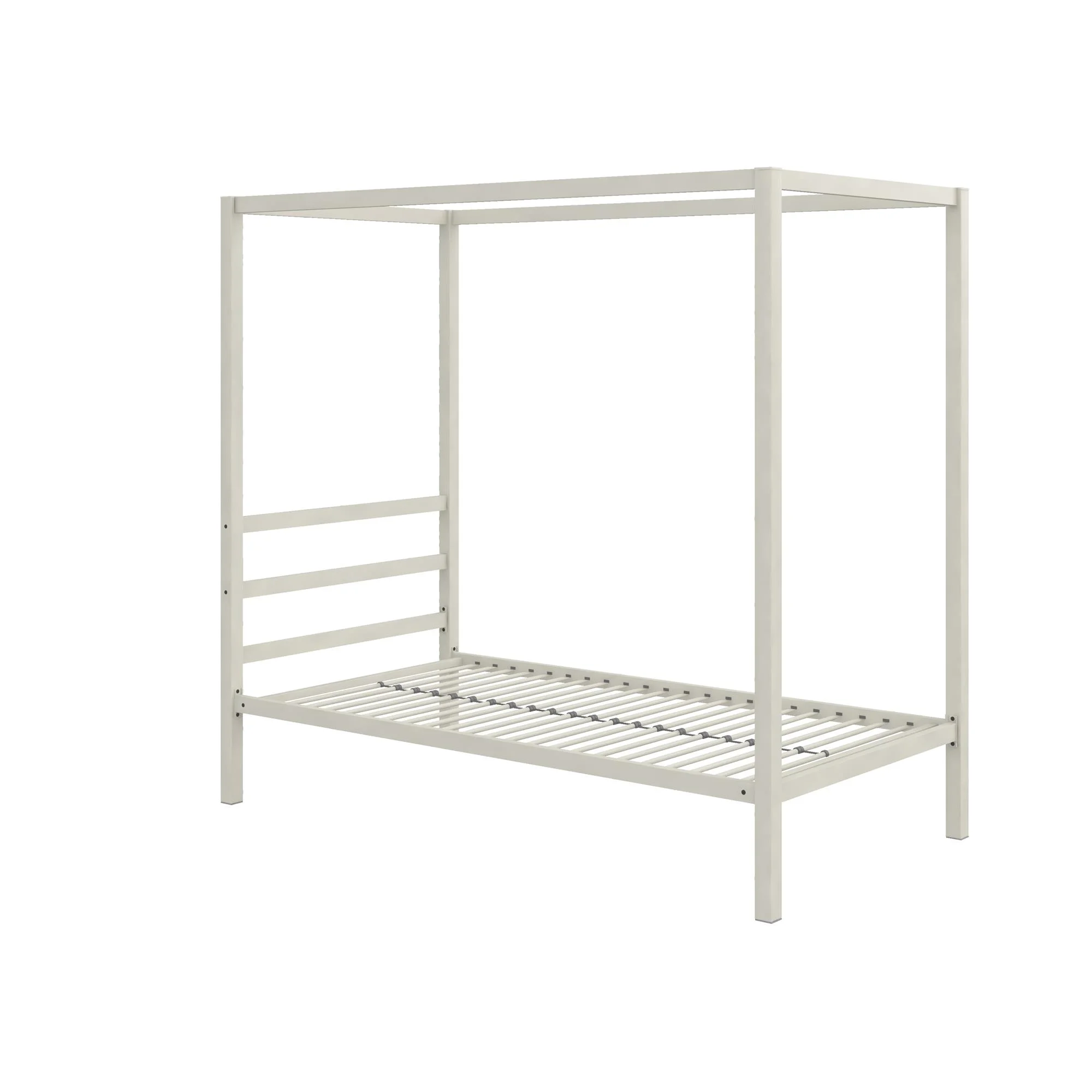 Bellamy Studios Modern Metal Canopy Poster Bed, Twin, White