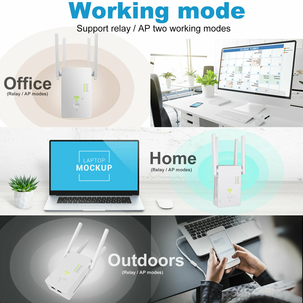 WiFi Extender, Up to 1200Mbps WiFi Range Repeater 2.4Ghz & 5Ghz Dual Band, Wireless Signal Booster