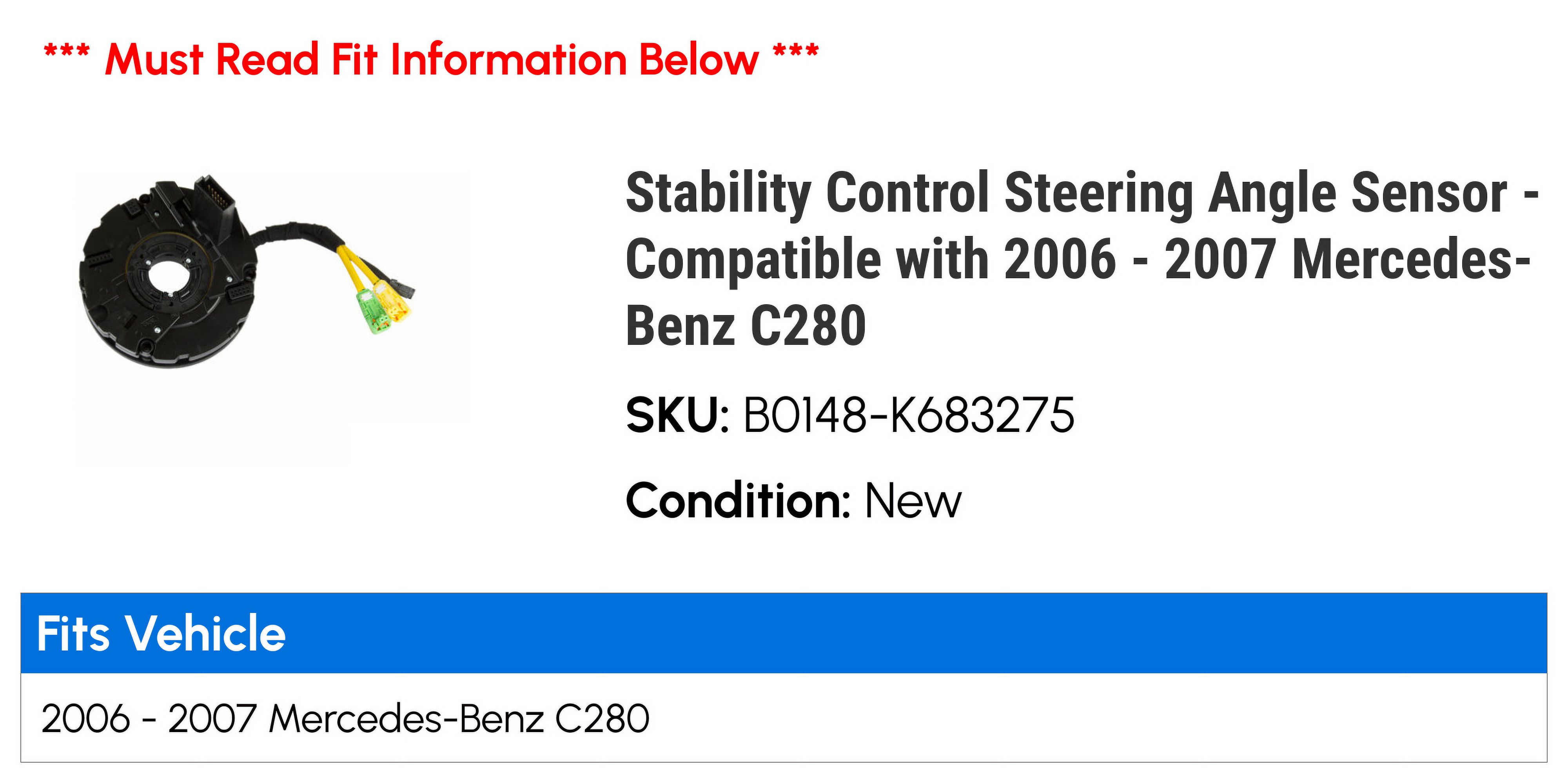 Stability Control Steering Angle Sensor - Compatible with 2006 - 2007 Mercedes-Benz C280