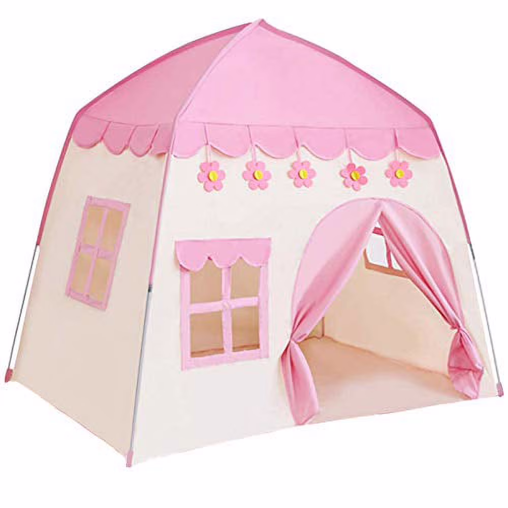 TTLOJ Kids Play Tent for Girls Boys 420D Oxford Fabric Princess Playhouse Pink Castle Play Tent Children Fairy Tale Teepee Tent Indoor Outdoor with Carry Bag, Star Lights Included