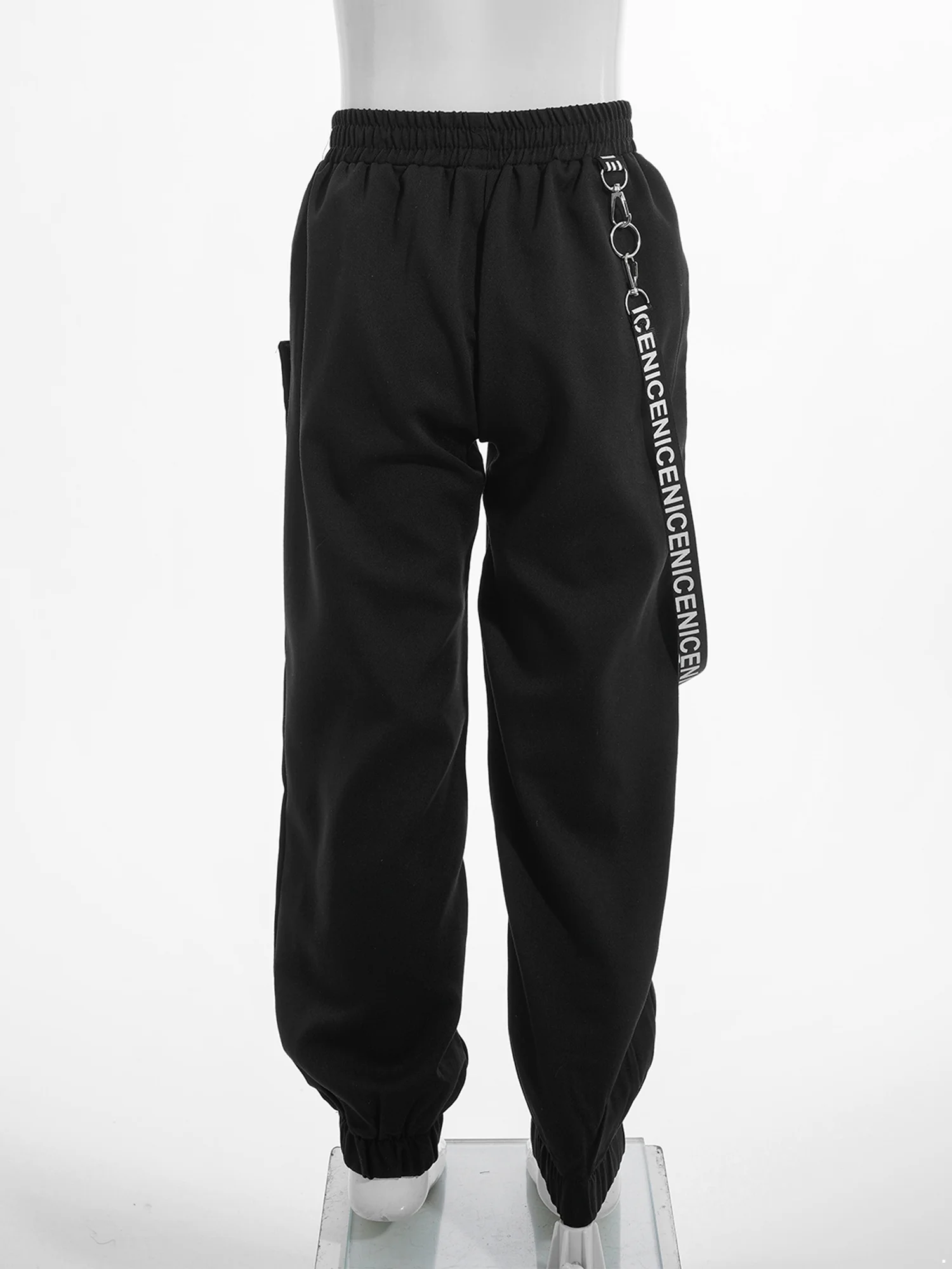 iiniim Kids Girls 2-Piece Hip Hop Dance Outfits Long Sleeve Mock Neck Crop Tops with Chain Pocket Sweatpants