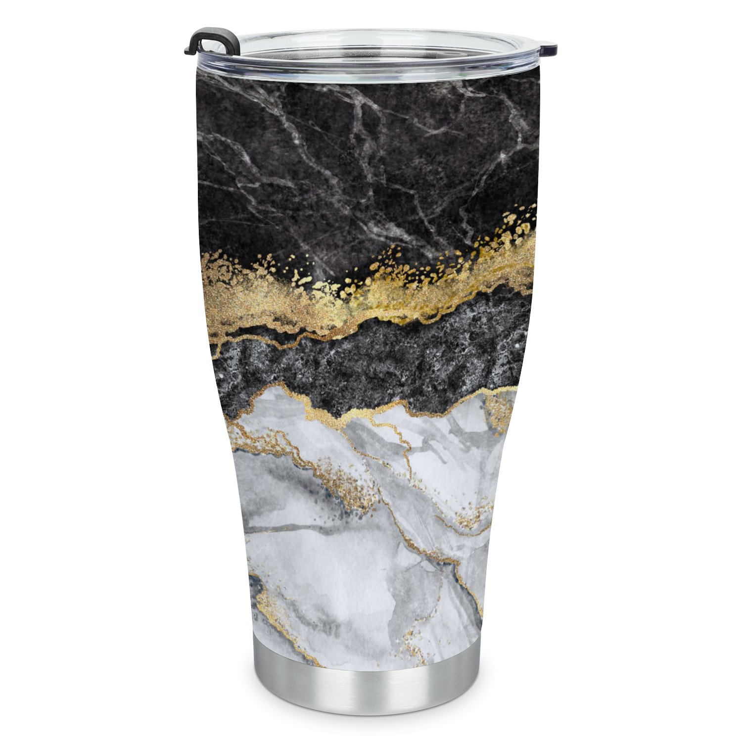 Hidove Stainless Steel Tumbler, Black Marble 30oz Leak Proof & Stainless Steel Bottle for Hot & Cold Drinks - Coffee Travel Mug, Water Metal Canteen, Thermal Cup