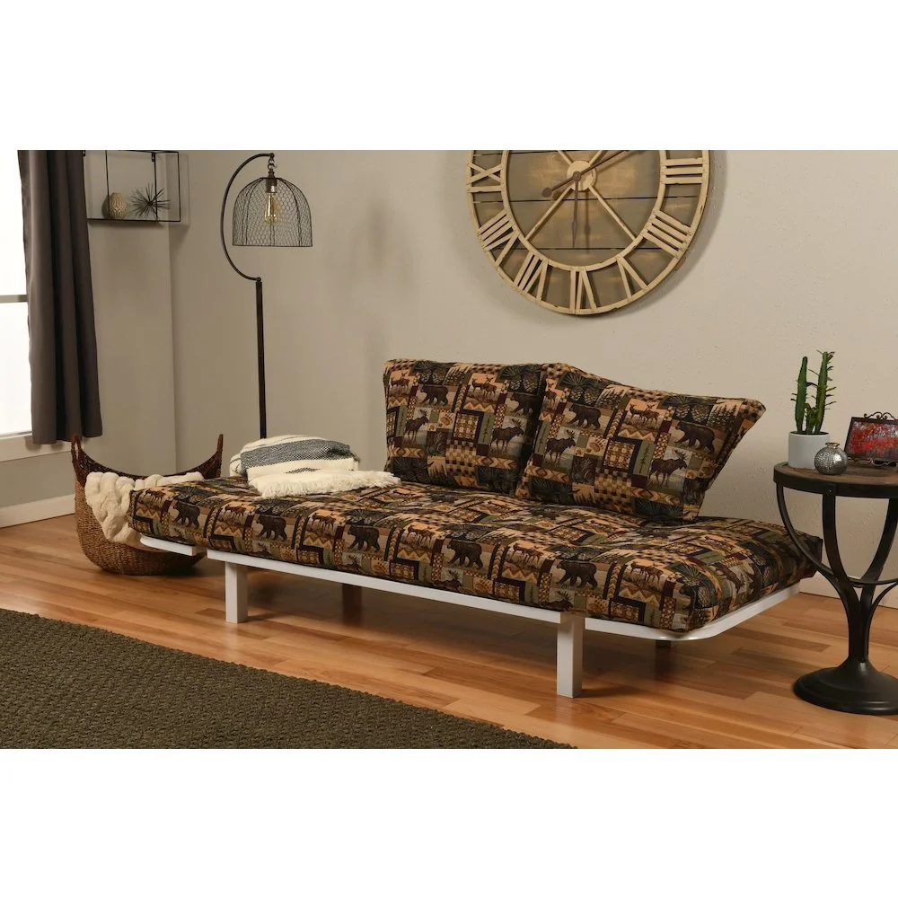 Kodiak KFSPWHPCAB2MSET2 Spacely White Metal Futon Frame Peters Cabin