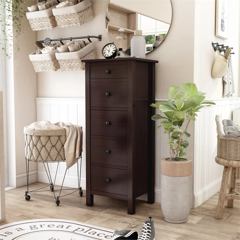 Furniture of America Weller Transitional Wood 5-Drawer Accent Chest in Espresso