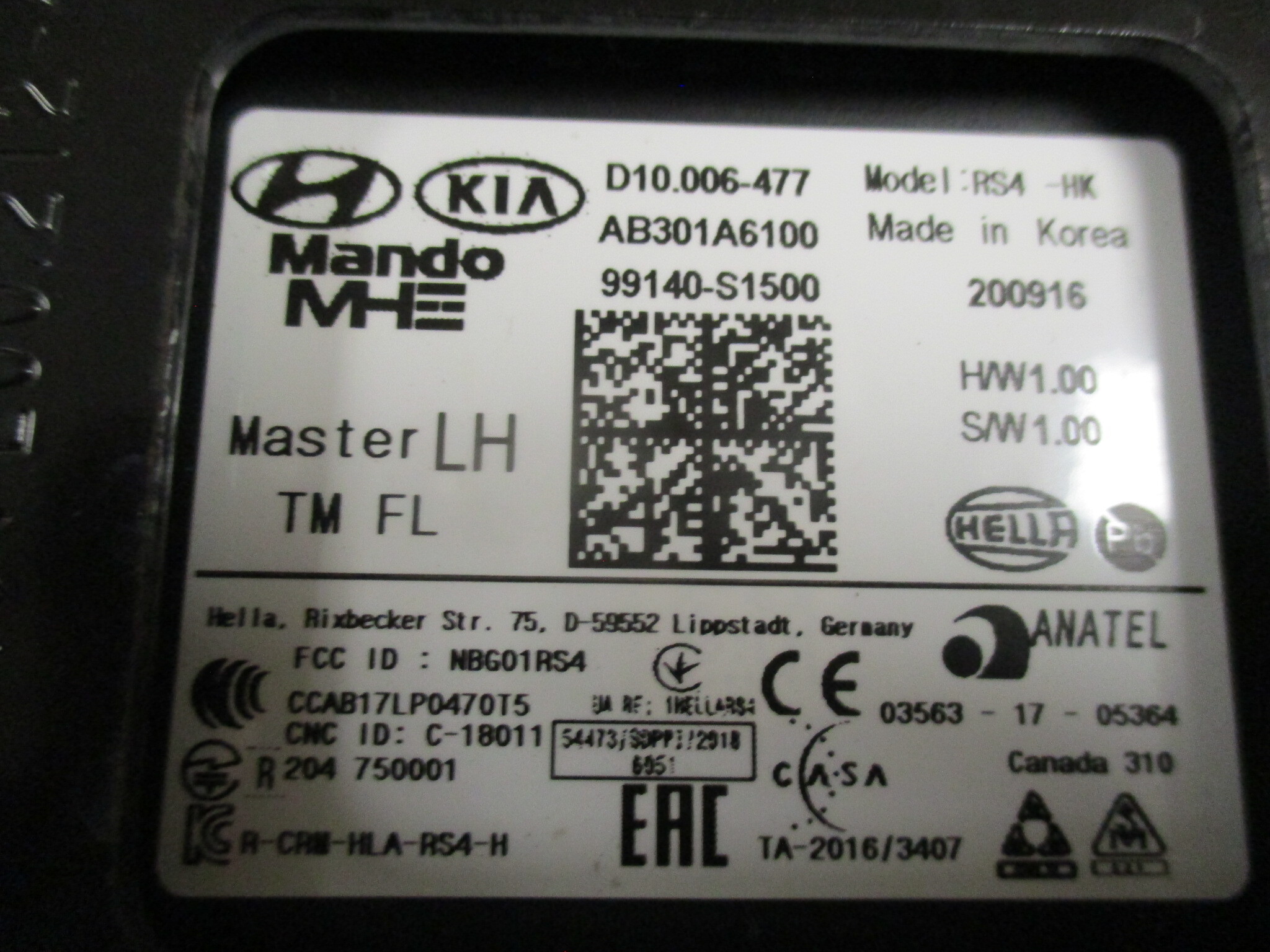 Pre-Owned 2021-2023 Hyundai Santa Fe Rear Driver LH Blind Spot Radar OEM (Good)