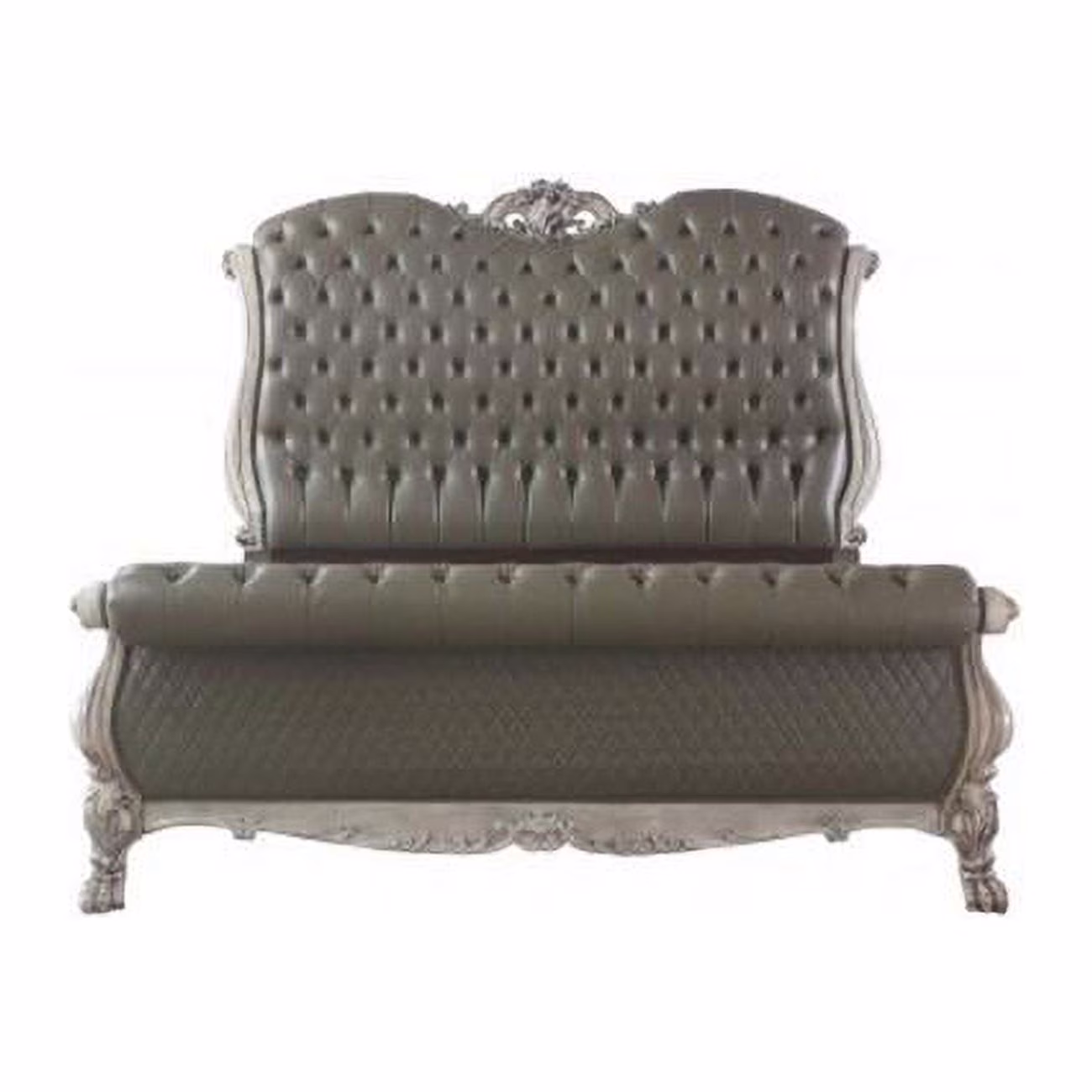 ACME Dresden Faux Leather Upholstered Eastern King Bed in Vintage Bone White