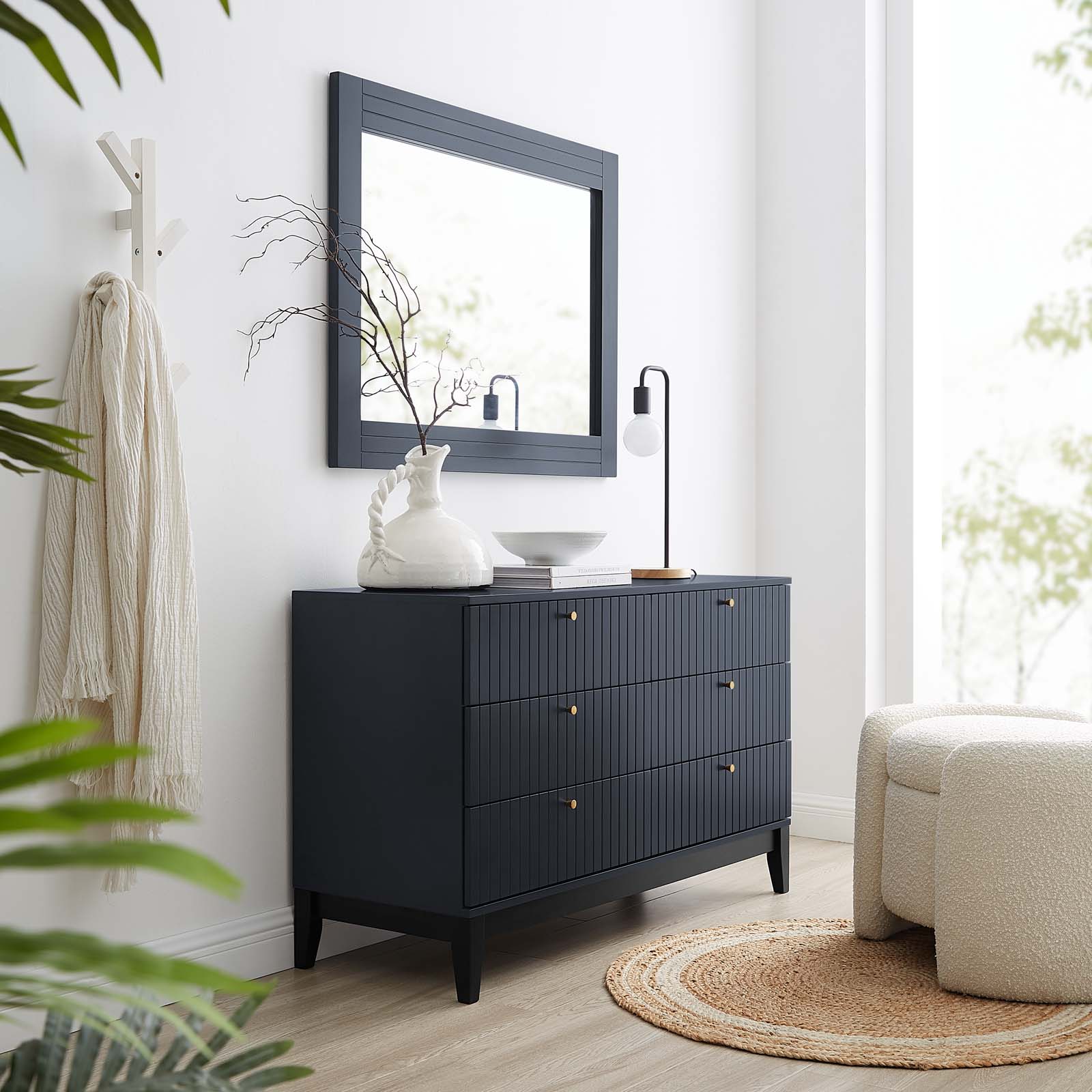 Dresser Drawer Chest Mirror Set, Blue, Wood, Modern Contemporary, Mid Century Bedroom Living Master Guest Suite Room