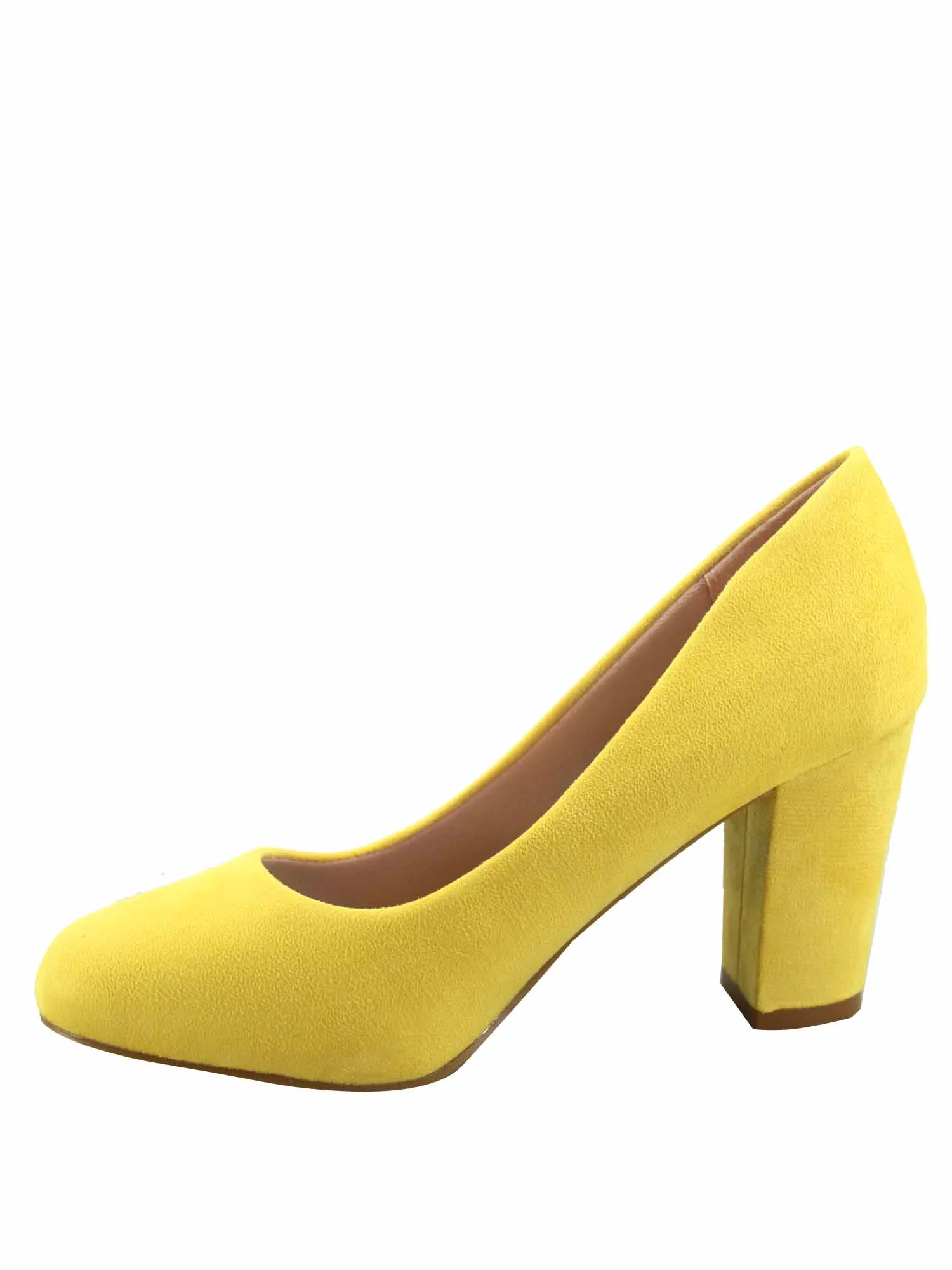 Songful-3 Women's Fashion Patent Faux Suede Round Toe Chunky Heel Slip On Pump Dress Shoes