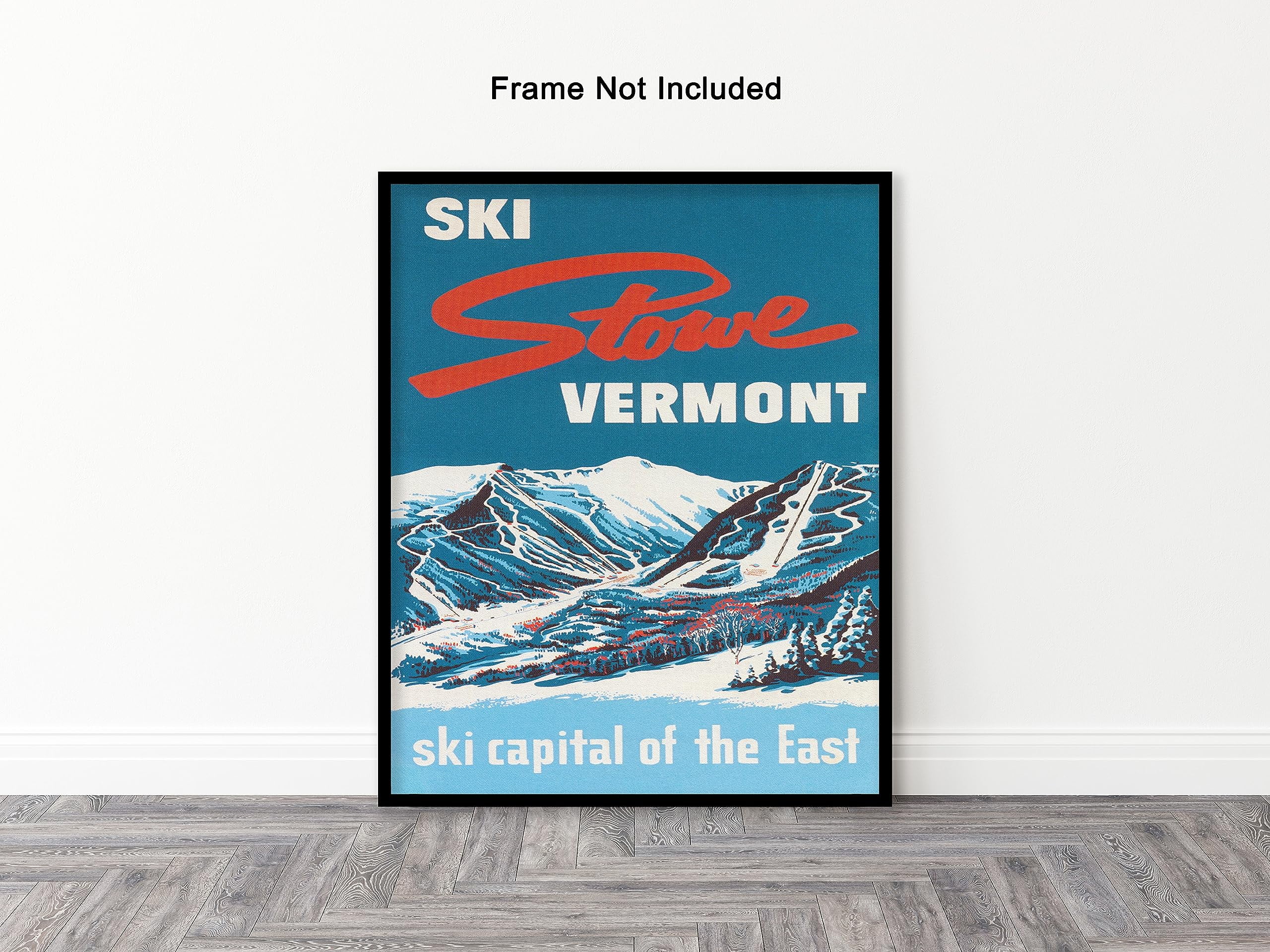 Poster Master Vintage Poster - Retro Travel Print - 16x20 UNFRAMED Wall Art - Gift for Traveler, Friend - Stowe Vermont, Ski Capital of the East, USA - Wall Decor for Home, Office