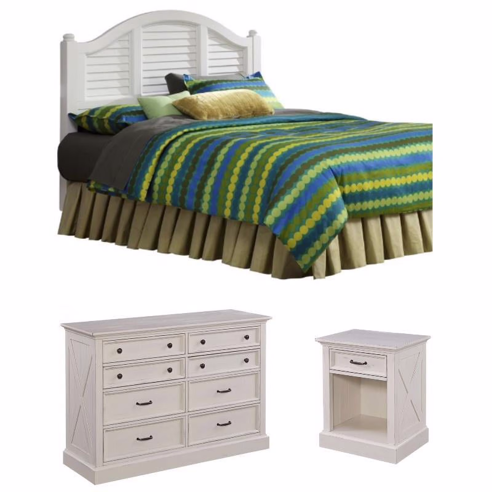 Home Square 3-Piece Set with Queen Headboard and Nightstand & Dresser