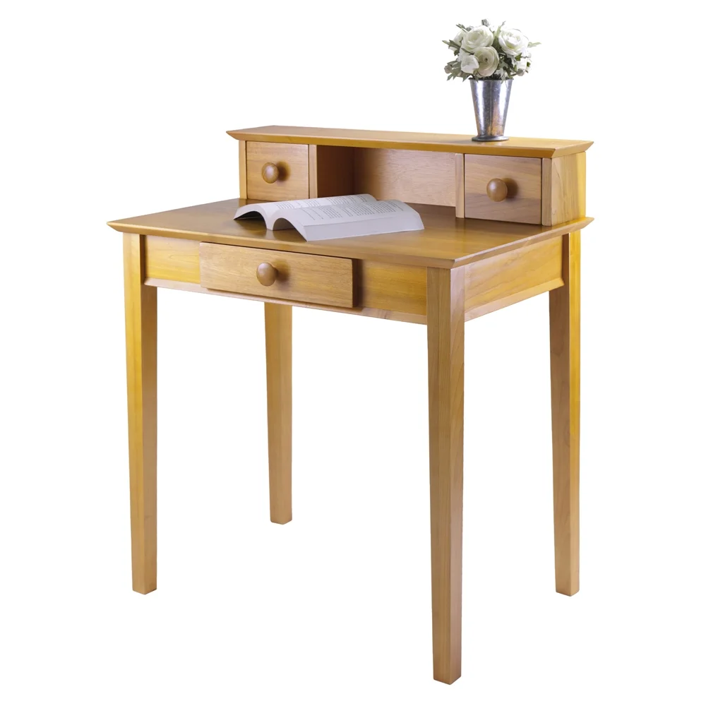 Winsome Wood Studio Home Office Desk & Hutch, Honey Pine Finish