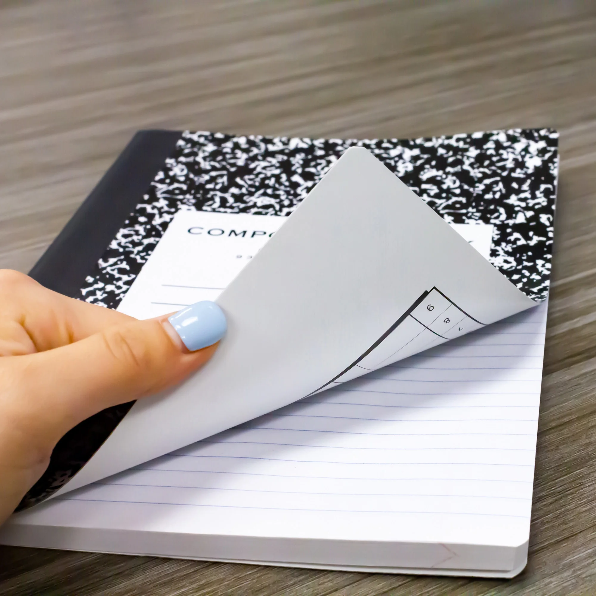 BAZIC Composition Book Wide Ruled 100 Sheet, Premium Black Marble Notebook, 6-Pack