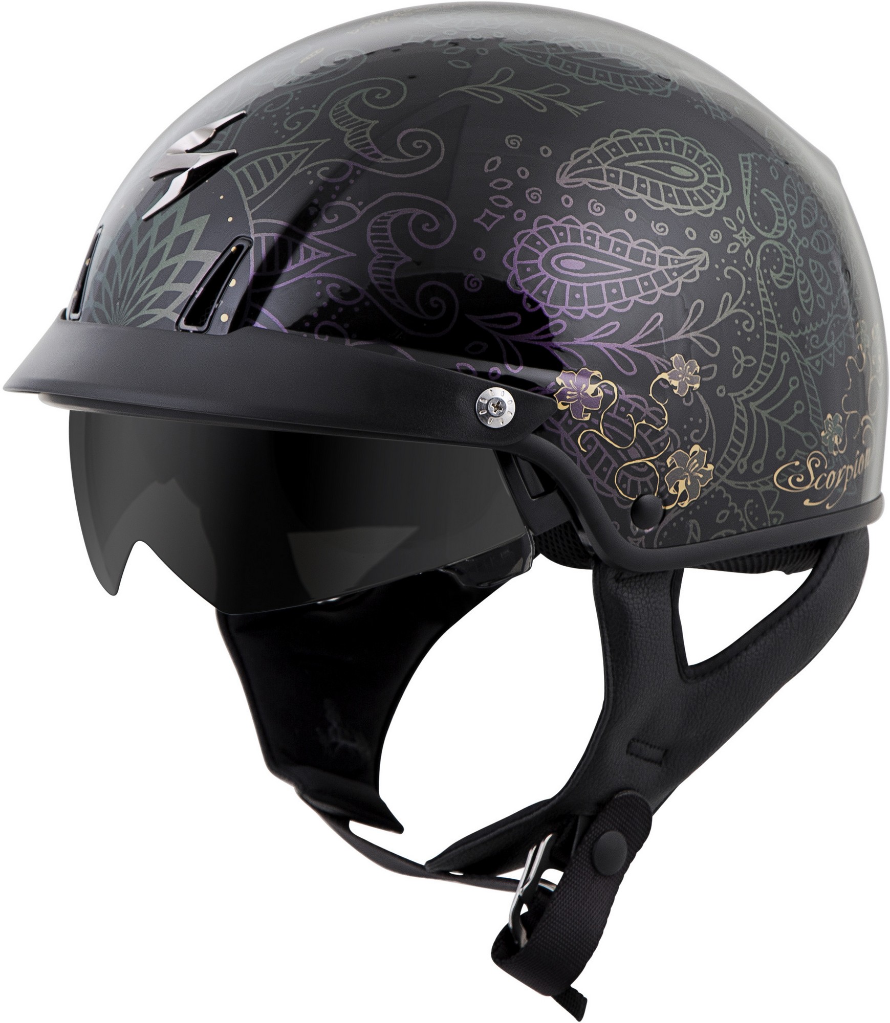 Scorpion EXO-C110 Azalea Motorcycle Helmet Black/Gold MD