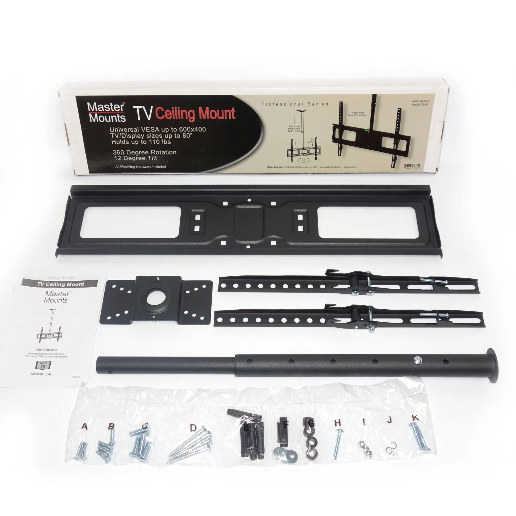 Master Mounts by McNaughton 7546-97735 Heavy Duty Ceiling TV Mount