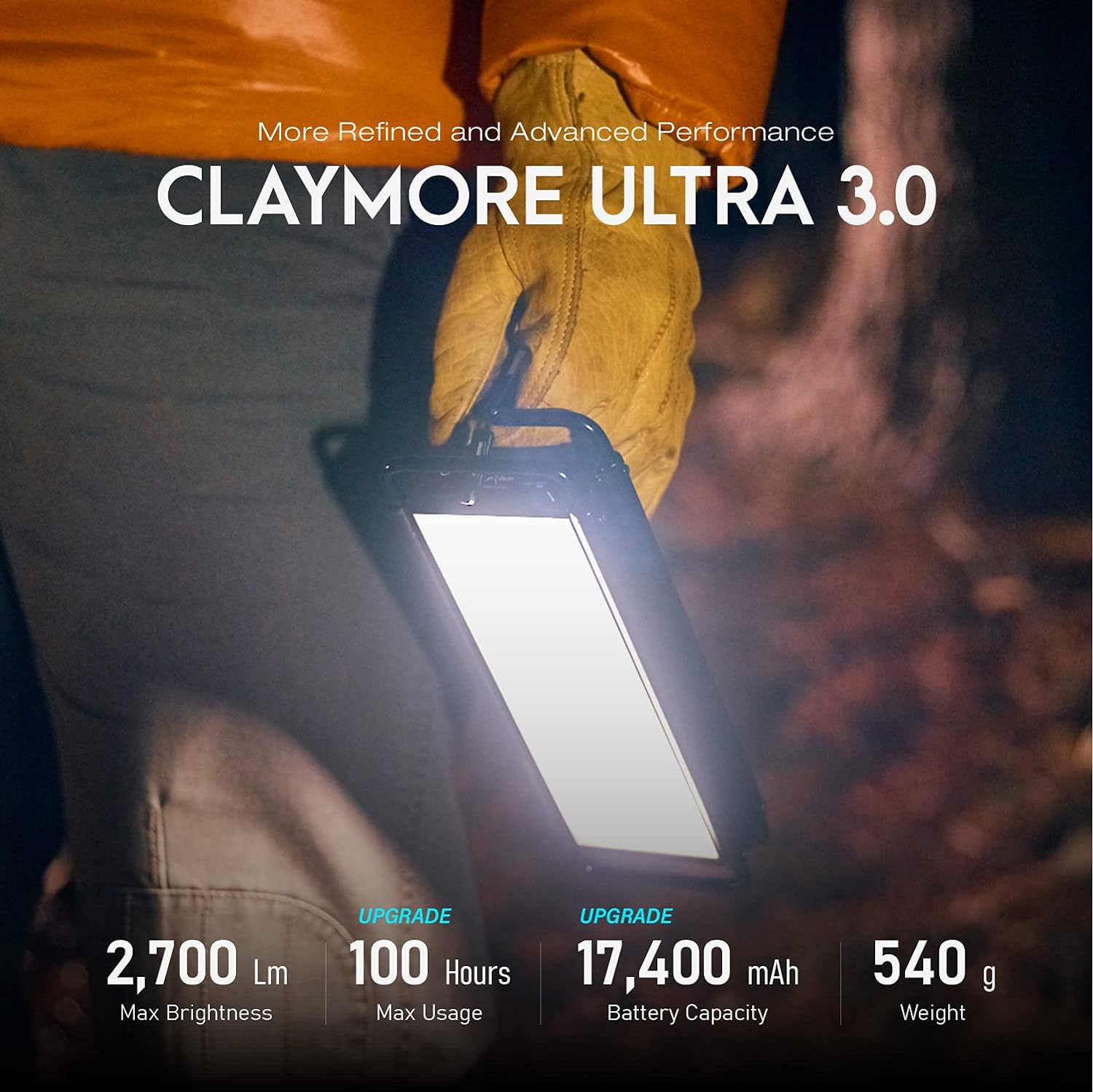 3.0 (X-Large) - Rechargeable Area Light, 3 Color Modes, 60 to 3,200 , 11,600mAh Battery. Perfect for Camping, Fishing, Backpacking, and Construction.