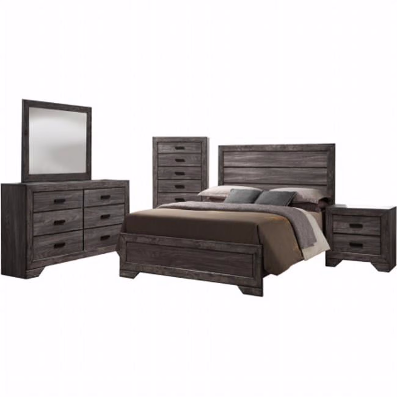 5 Piece Drexel Bedroom Suite - King Bed, Dresser, Mirror, Chest & Nightstand