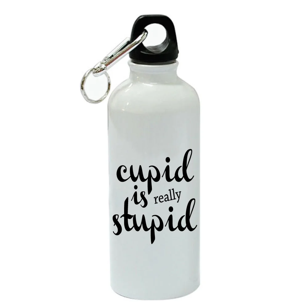 Cupid Is Really Stupid White Aluminum Sports 20 oz Water Bottle