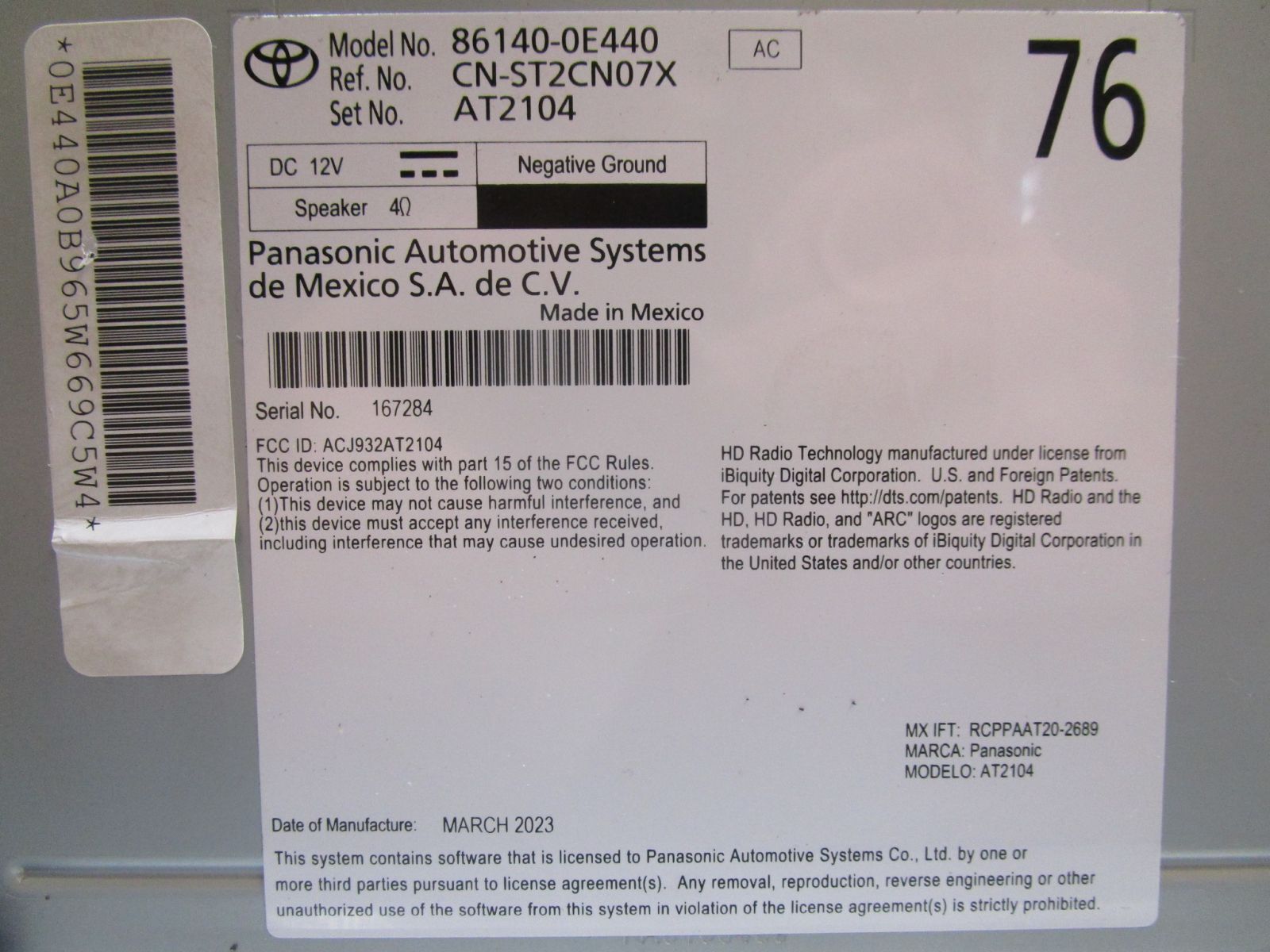 Pre-Owned 20 21 22 23 2020-2023 Toyota Highlander Radio Receiver & Display Screen OEM (Good)