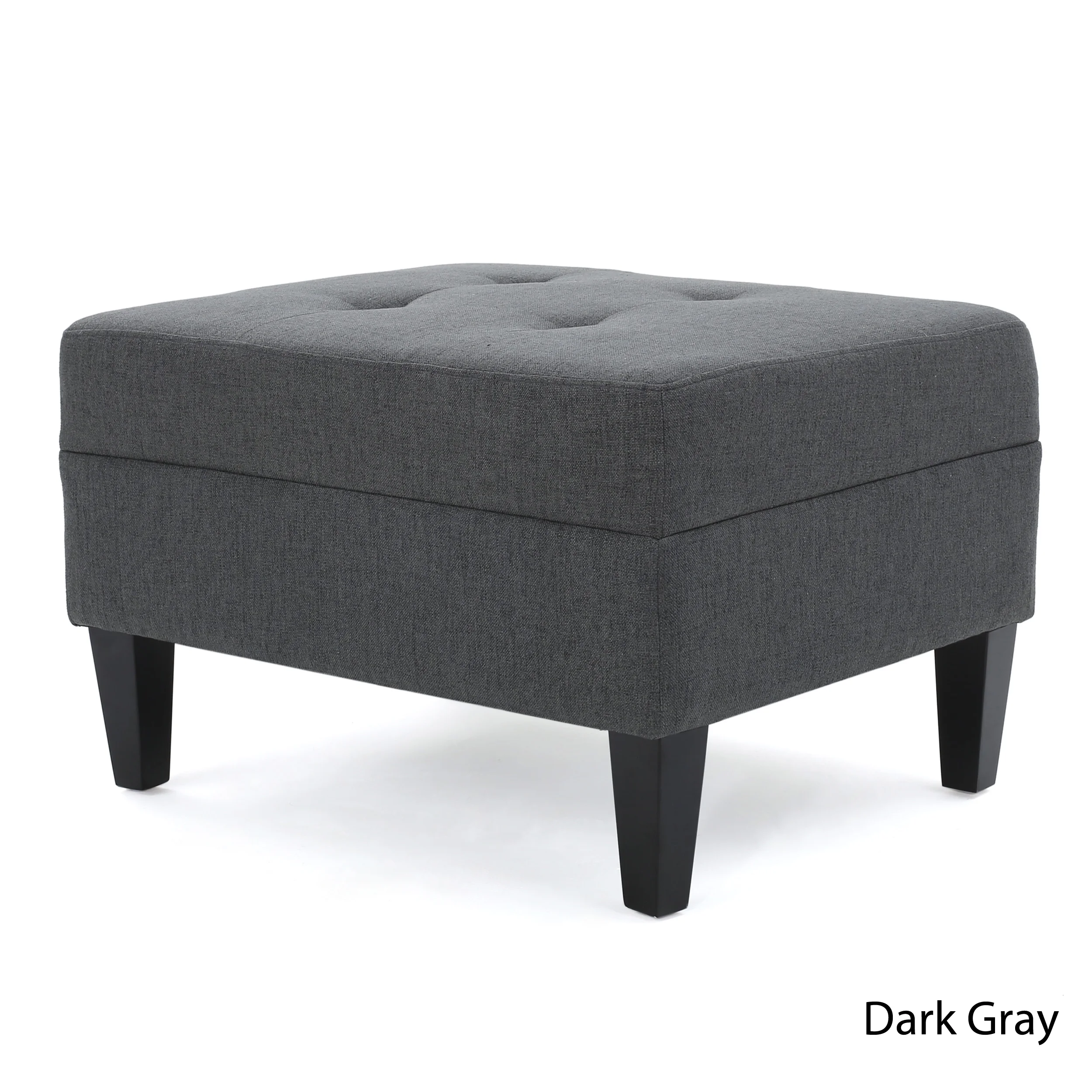 Noble House Sofija Fabric Tufted Ottoman, Dark Grey