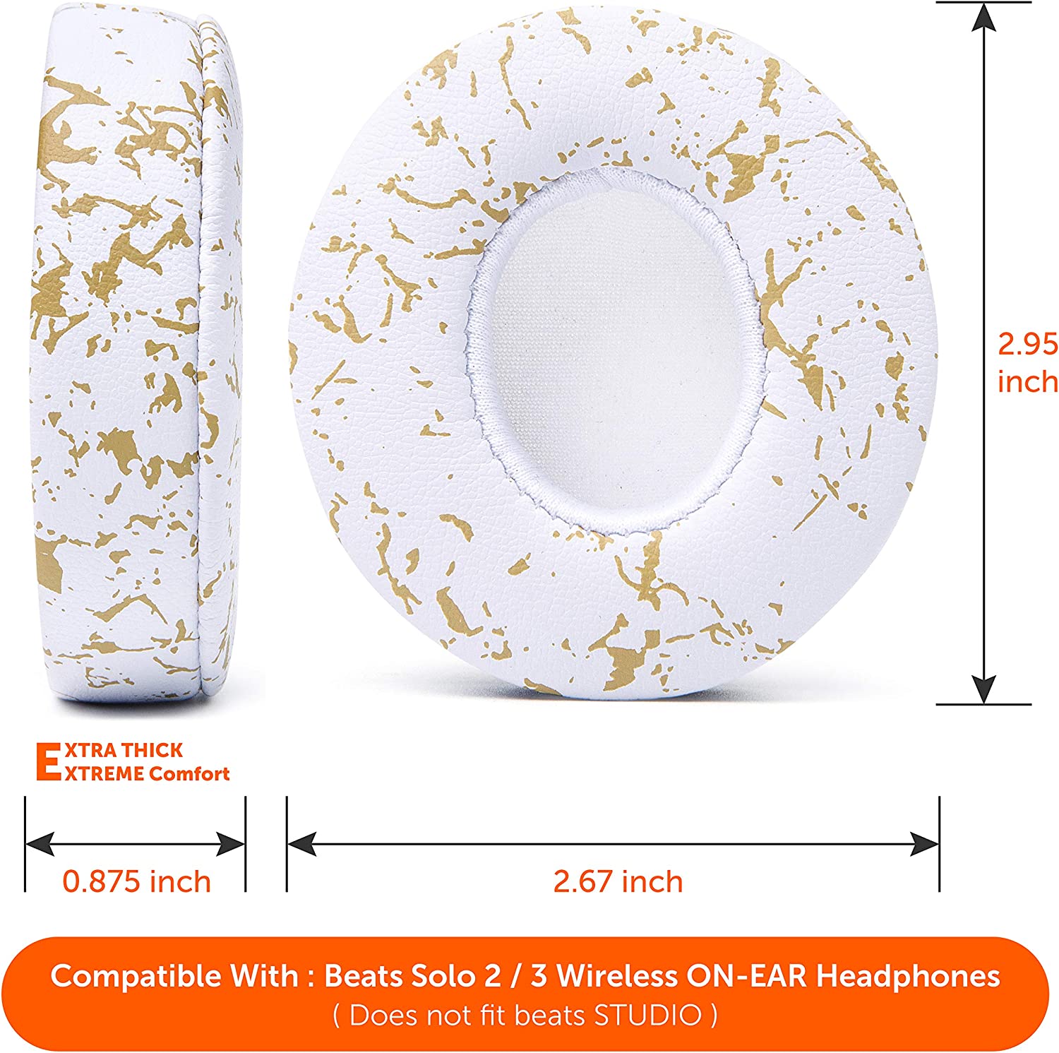 Extra Thick Replacement Earpads for Beats Solo 2 & 3 by Wicked Cushions - Ear Pads for Beats Solo 2 & 3 Wireless