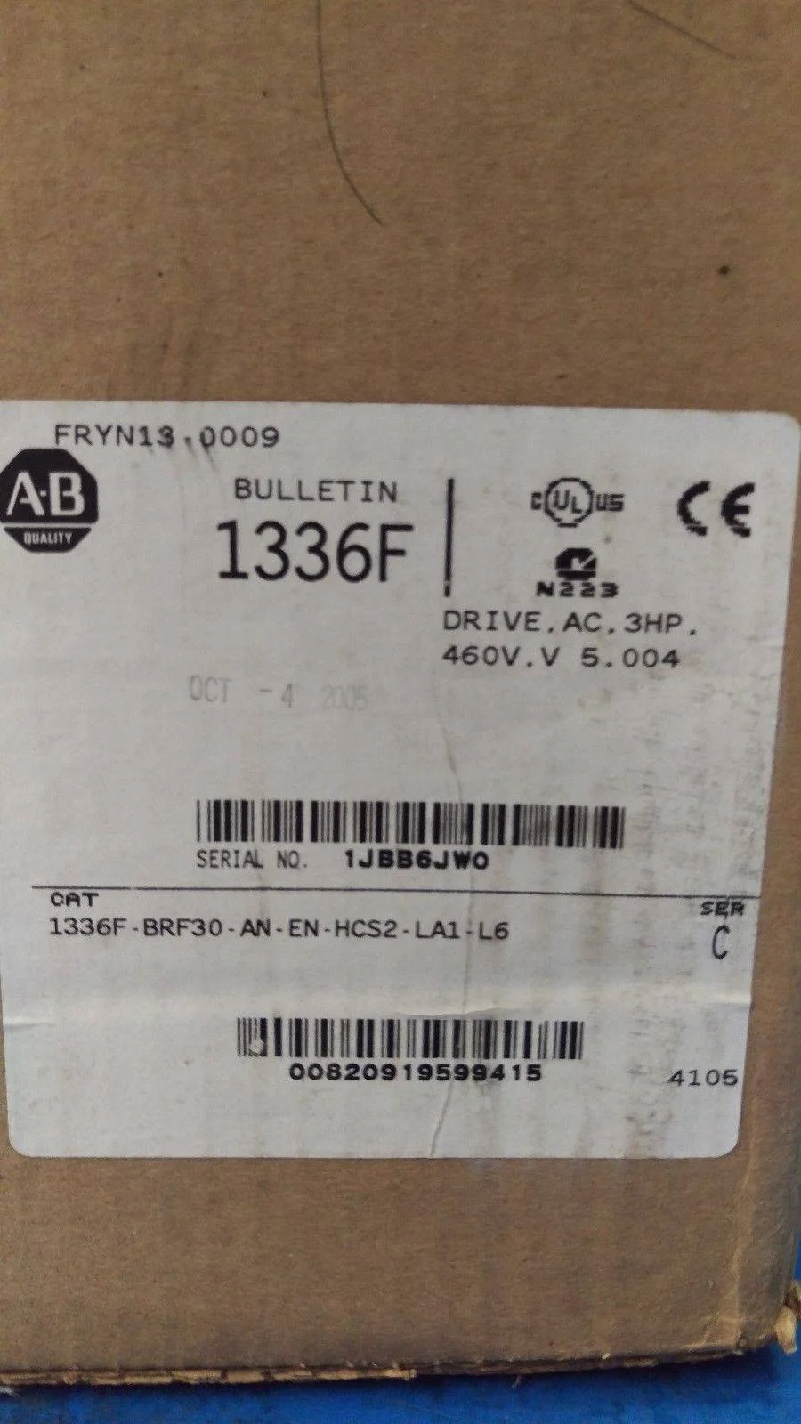 New Allen-Bradley 1336F-BRF30-AN-EN-HCS2-LA1-L6 3HP AC VS Drive 460V Ser. C NIB