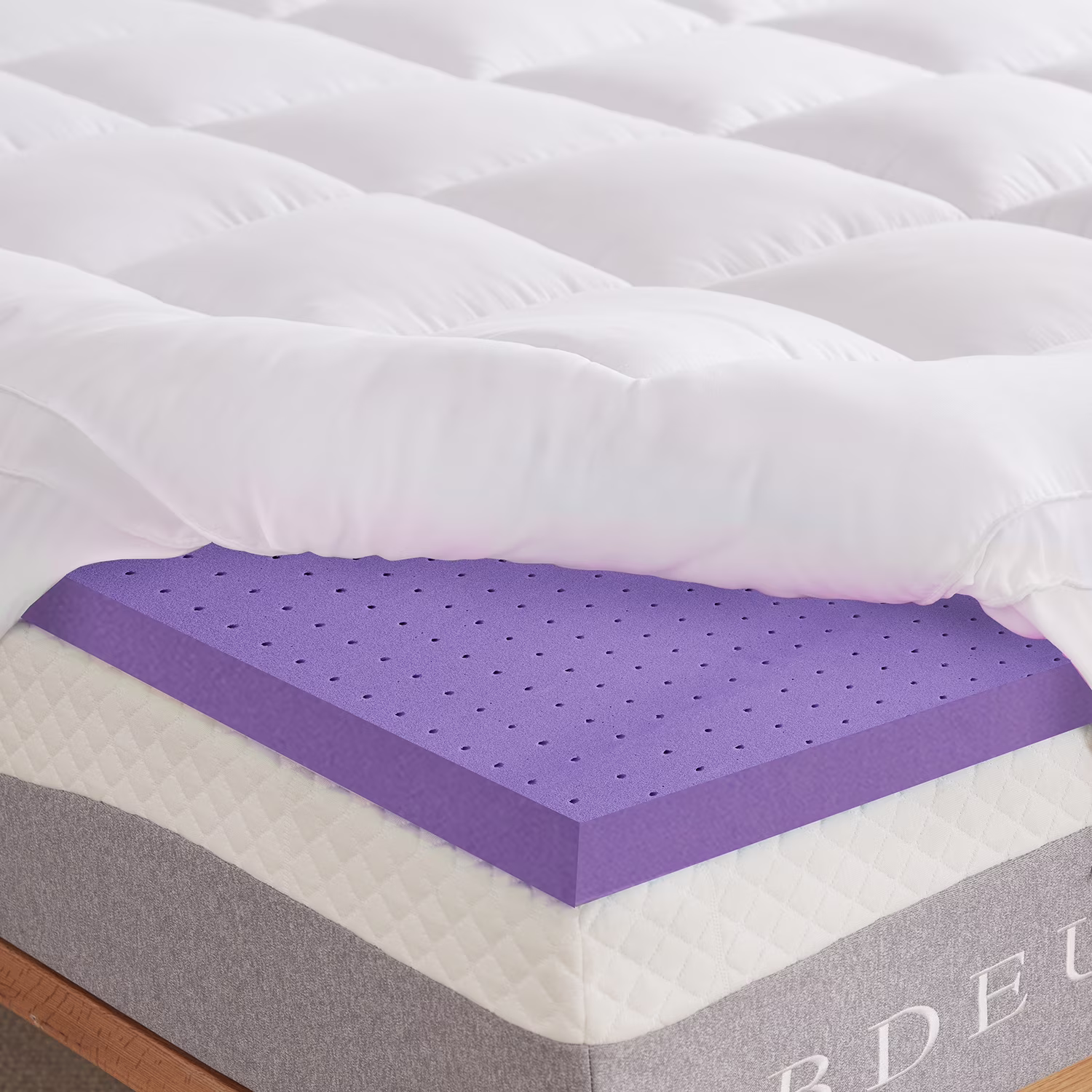 3 Inch Memory Foam Mattress Topper, Dual Layer Support, 2 Inch Cooling Gel Memory Foam Plus 1 Inch Down Alternative Quilted Pillow Top Cover, Queen Size