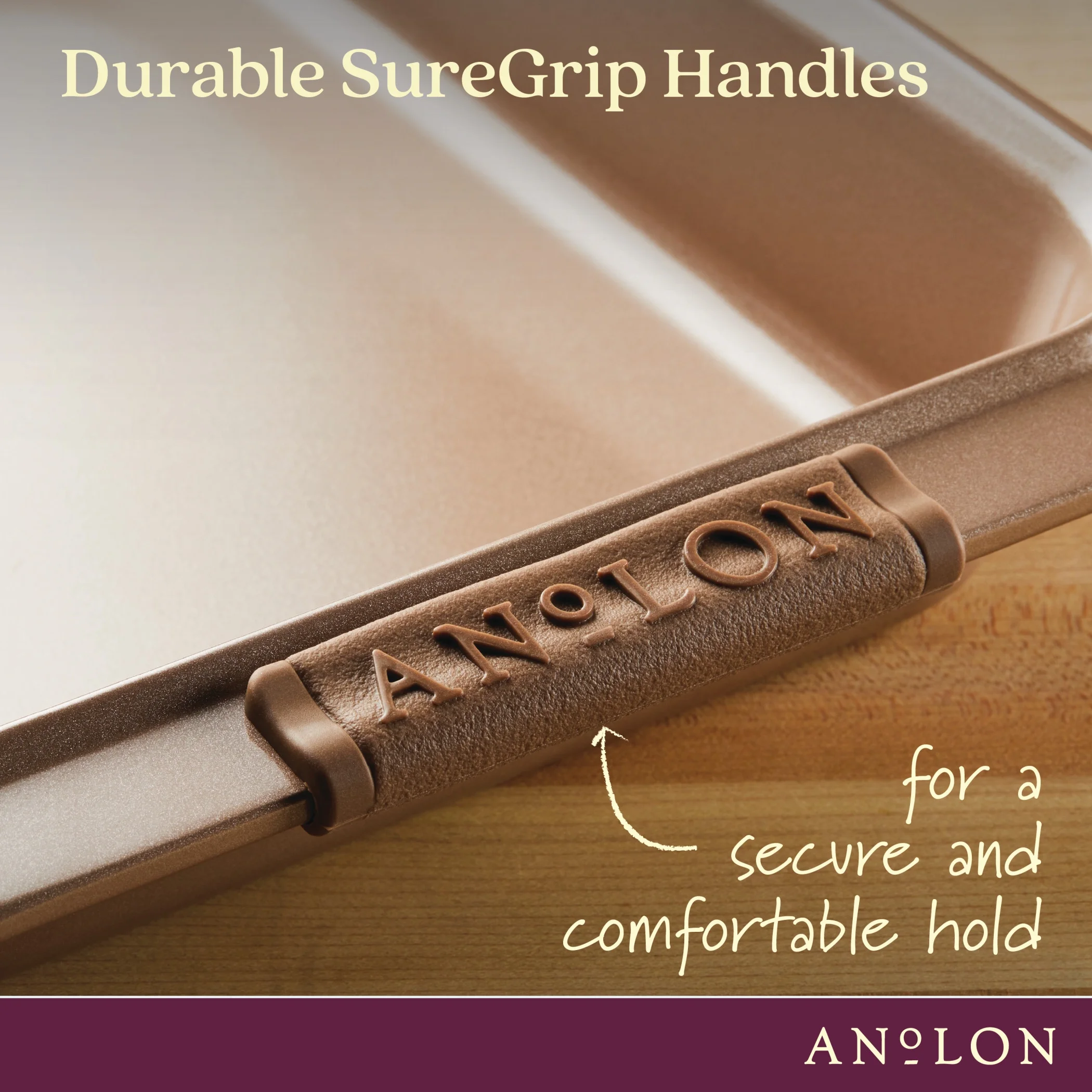 Anolon Advanced Bronze Nonstick Bakeware Cake Pan with Lid and Silicone Grips, 9-inch x 13-inch, Bronze