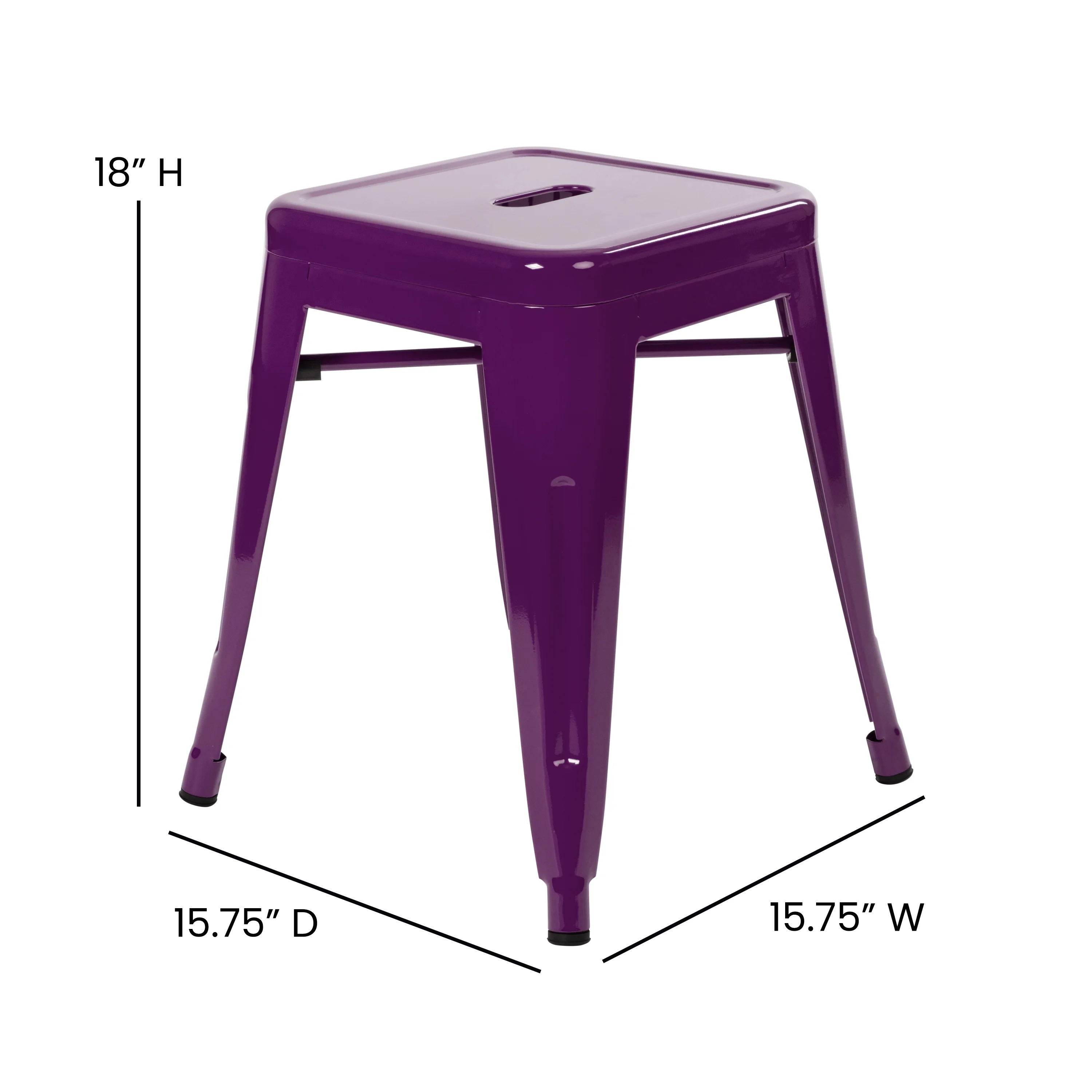 Flash Furniture Kai Backless Metal Dining Stool, Purple, Set of 4